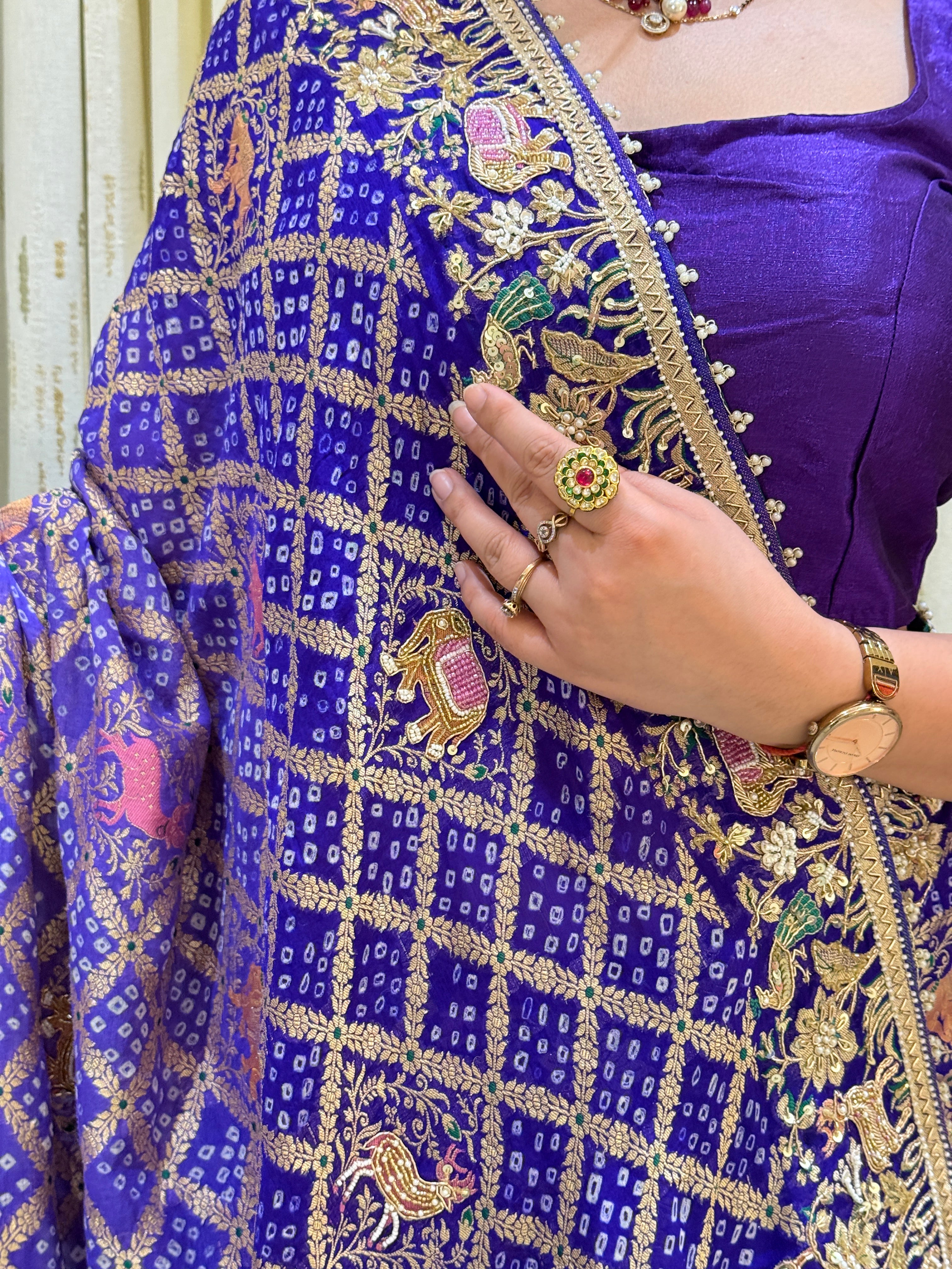 Mishti Bridal Kadva Zari Meenakari Bandhani Saree