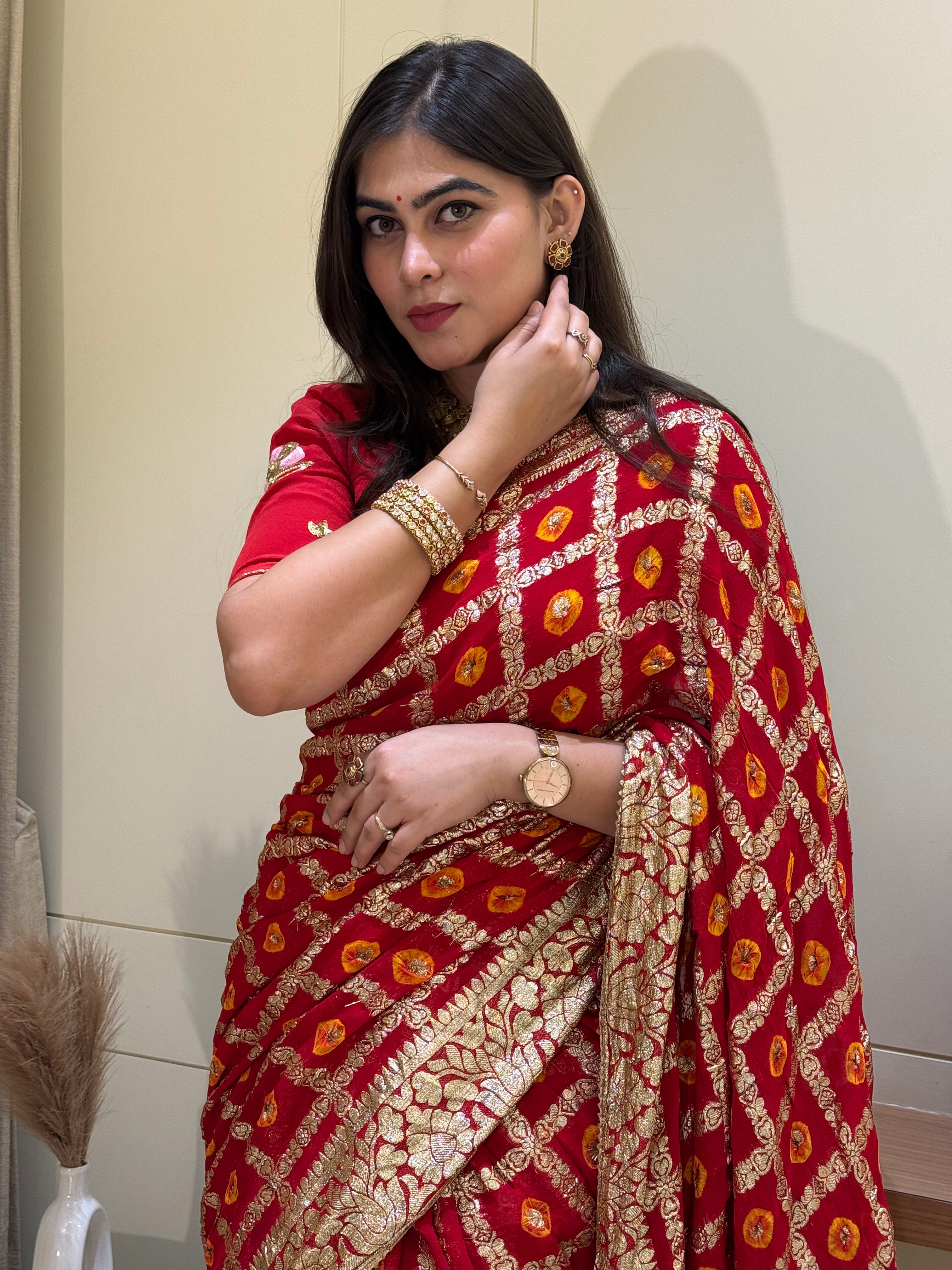 Taniya Bandhani Ghatchola Saree