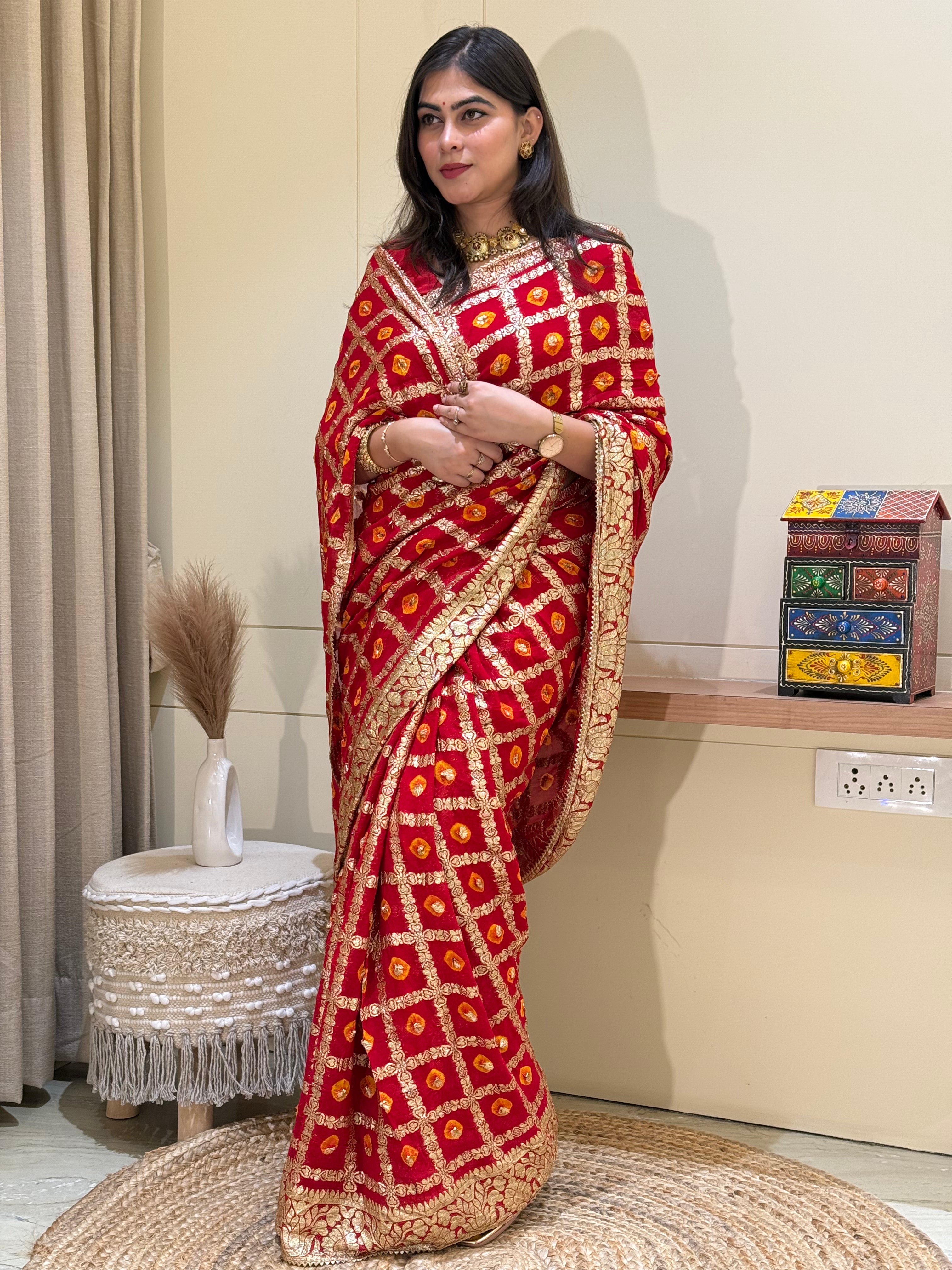 Taniya Bandhani Ghatchola Saree