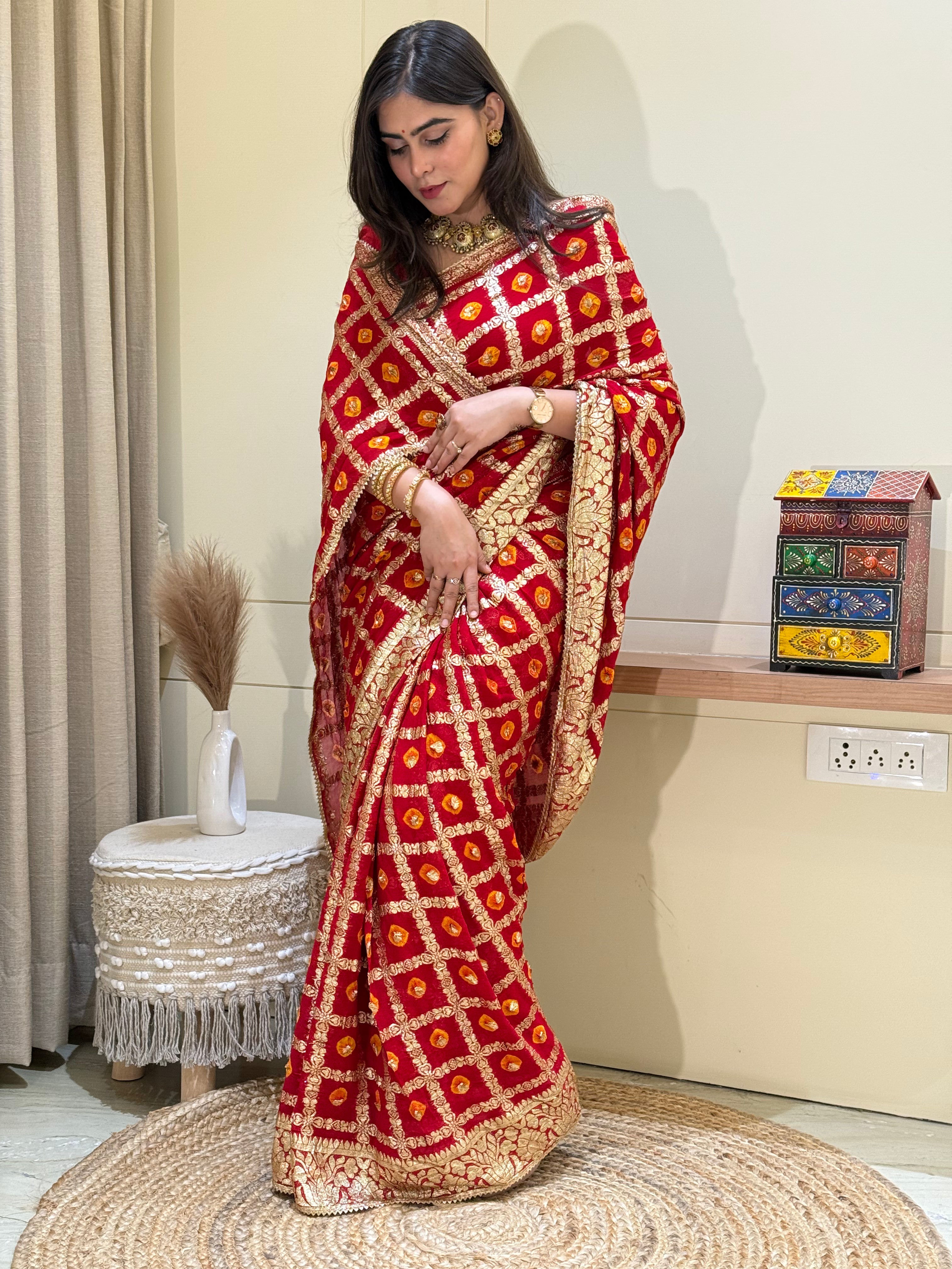 Taniya Bandhani Ghatchola Saree