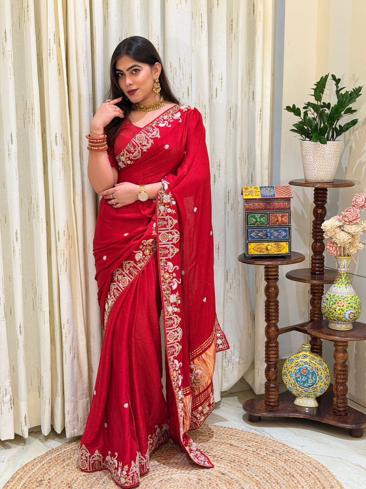 Shailja Red Georgette Saree
