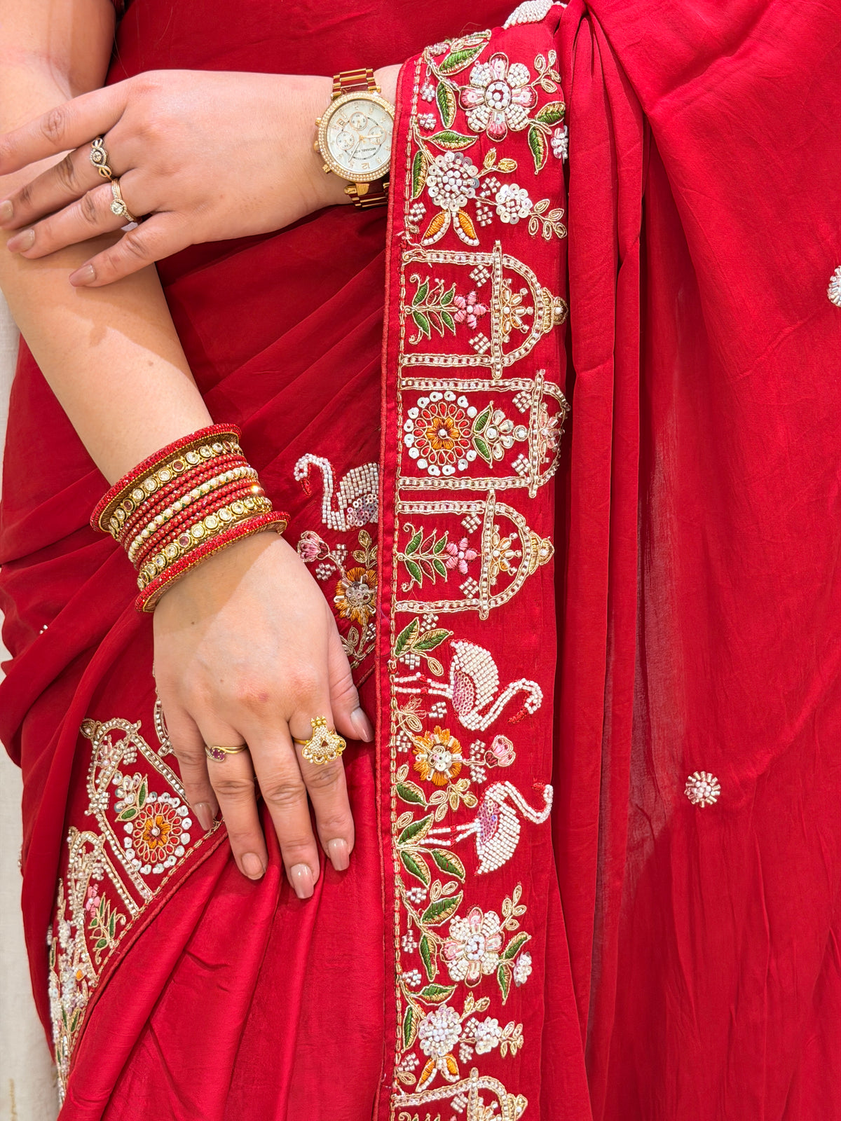 Shailja Red Georgette Saree