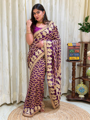 Radha Rani Deep Purple Khadi Georgette Saree