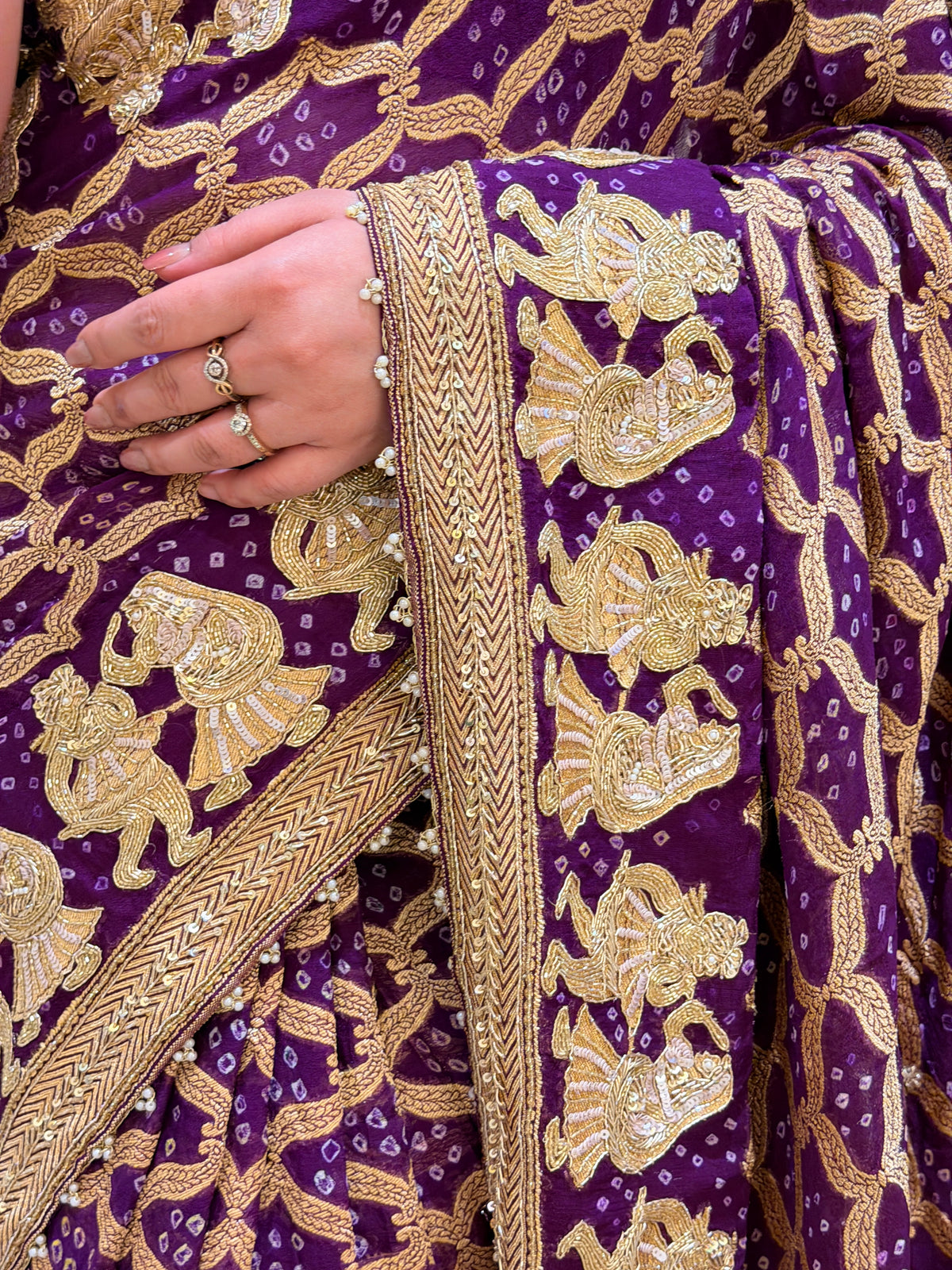 Radha Rani Deep Purple Khadi Georgette Saree