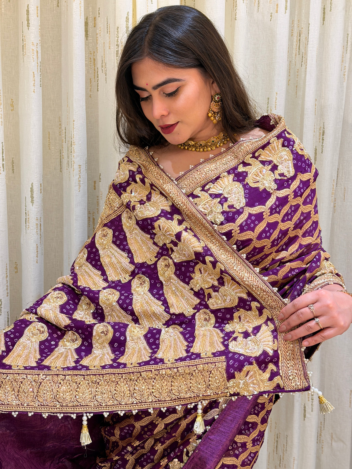 Radha Rani Deep Purple Khadi Georgette Saree