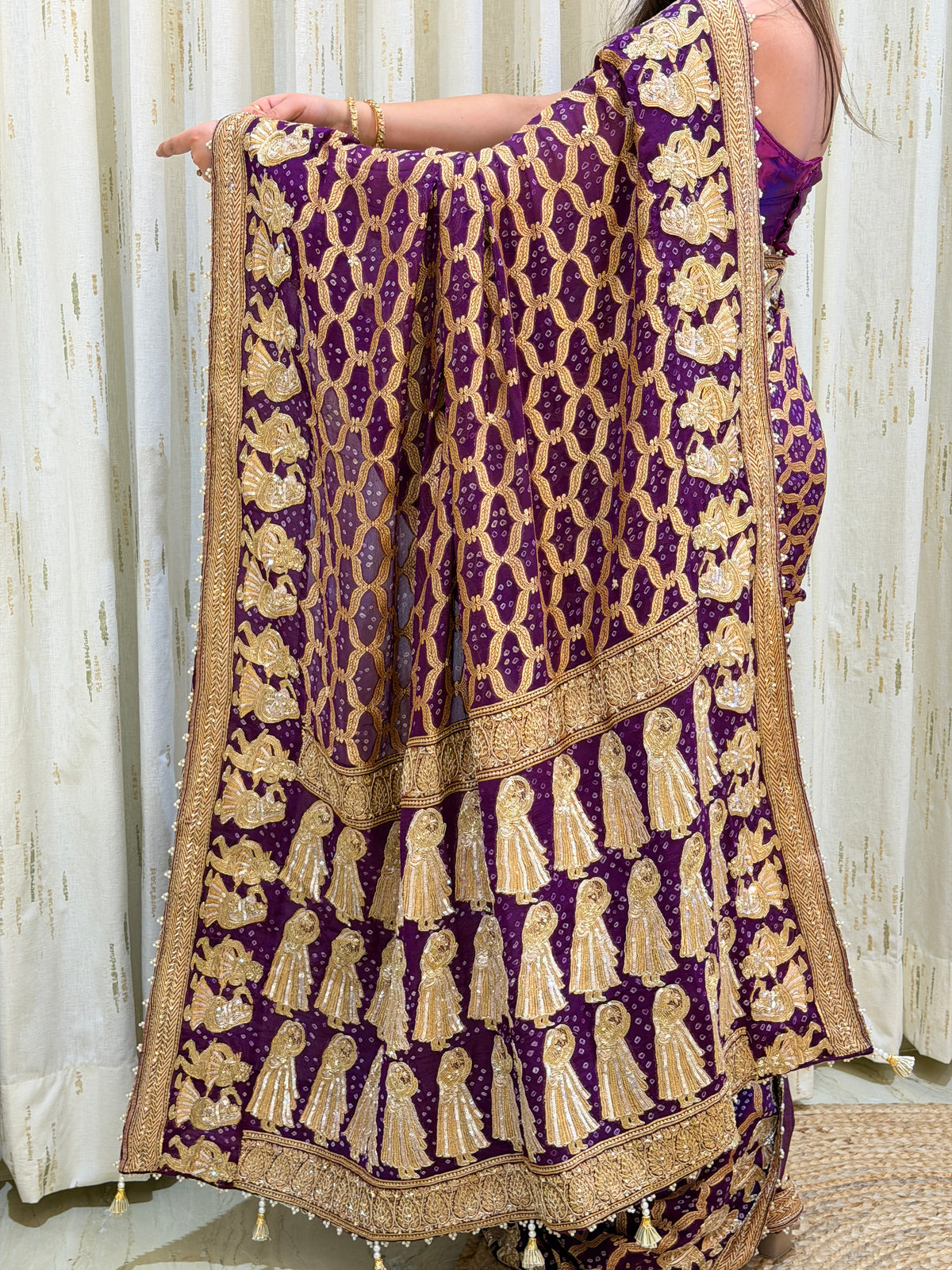 Radha Rani Deep Purple Khadi Georgette Saree