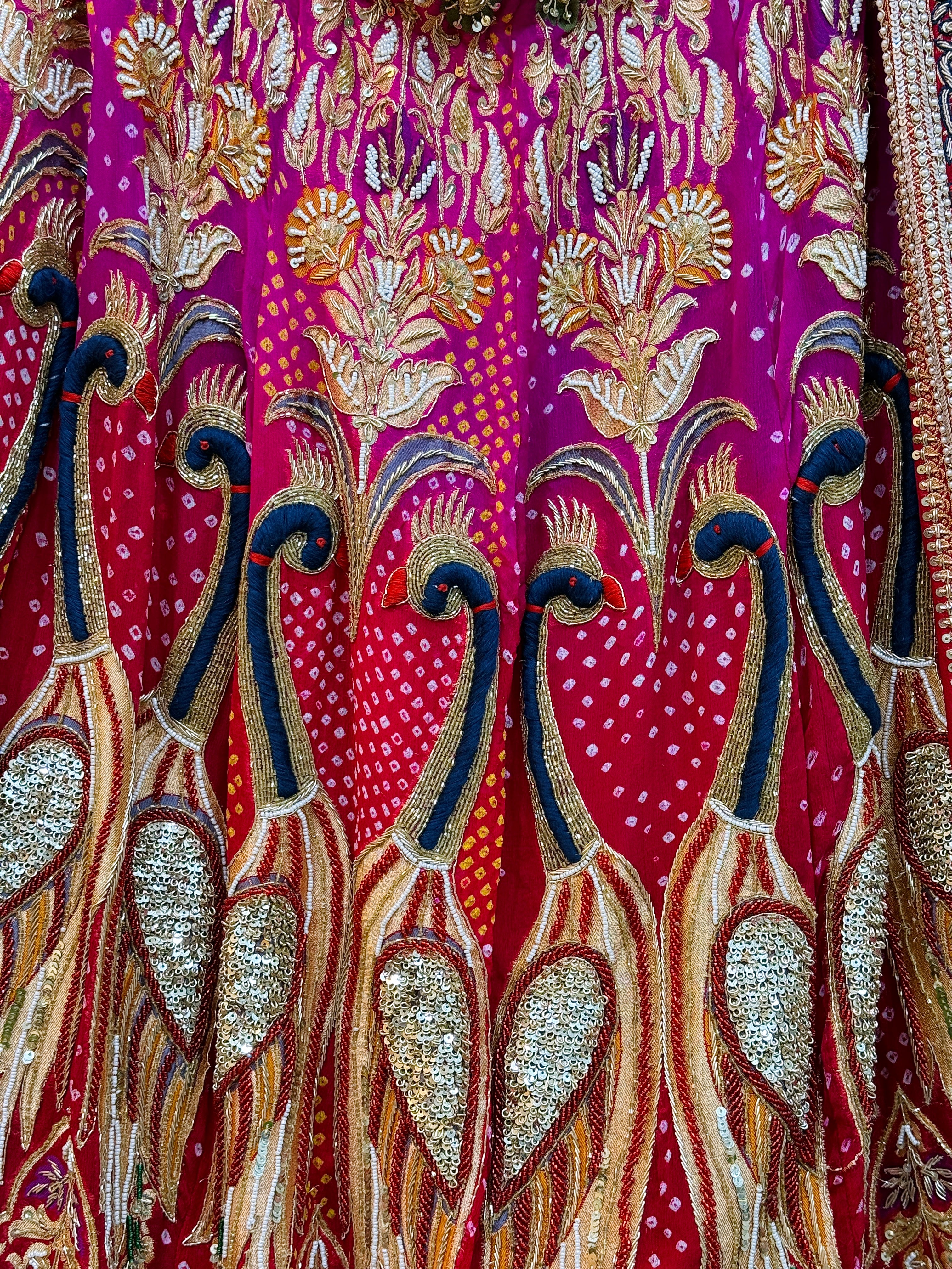 Rajkumari Red Khadi Georgette Zardozi Bridal Lehenga