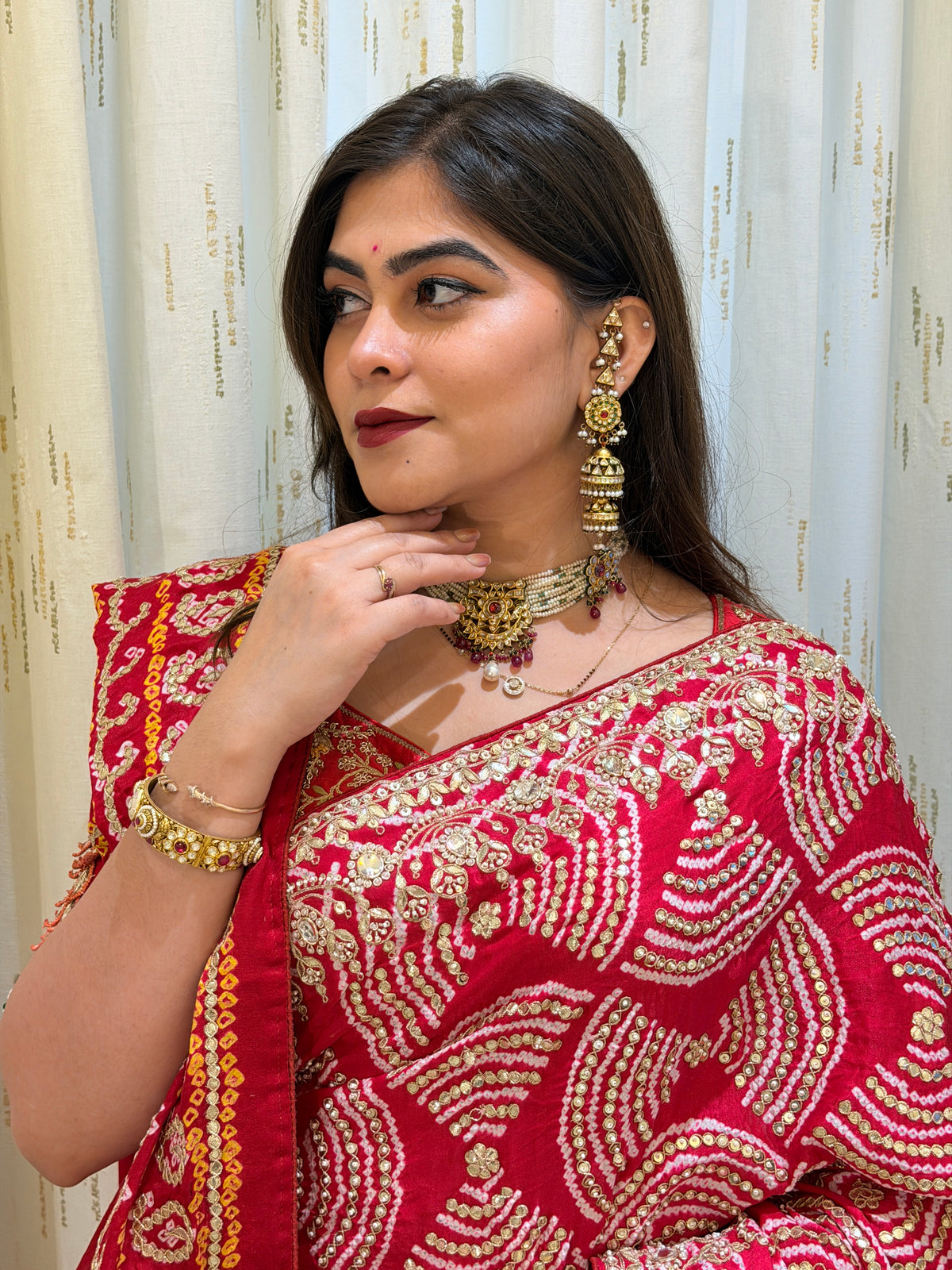 Ramya Red Gajji Silk Saree