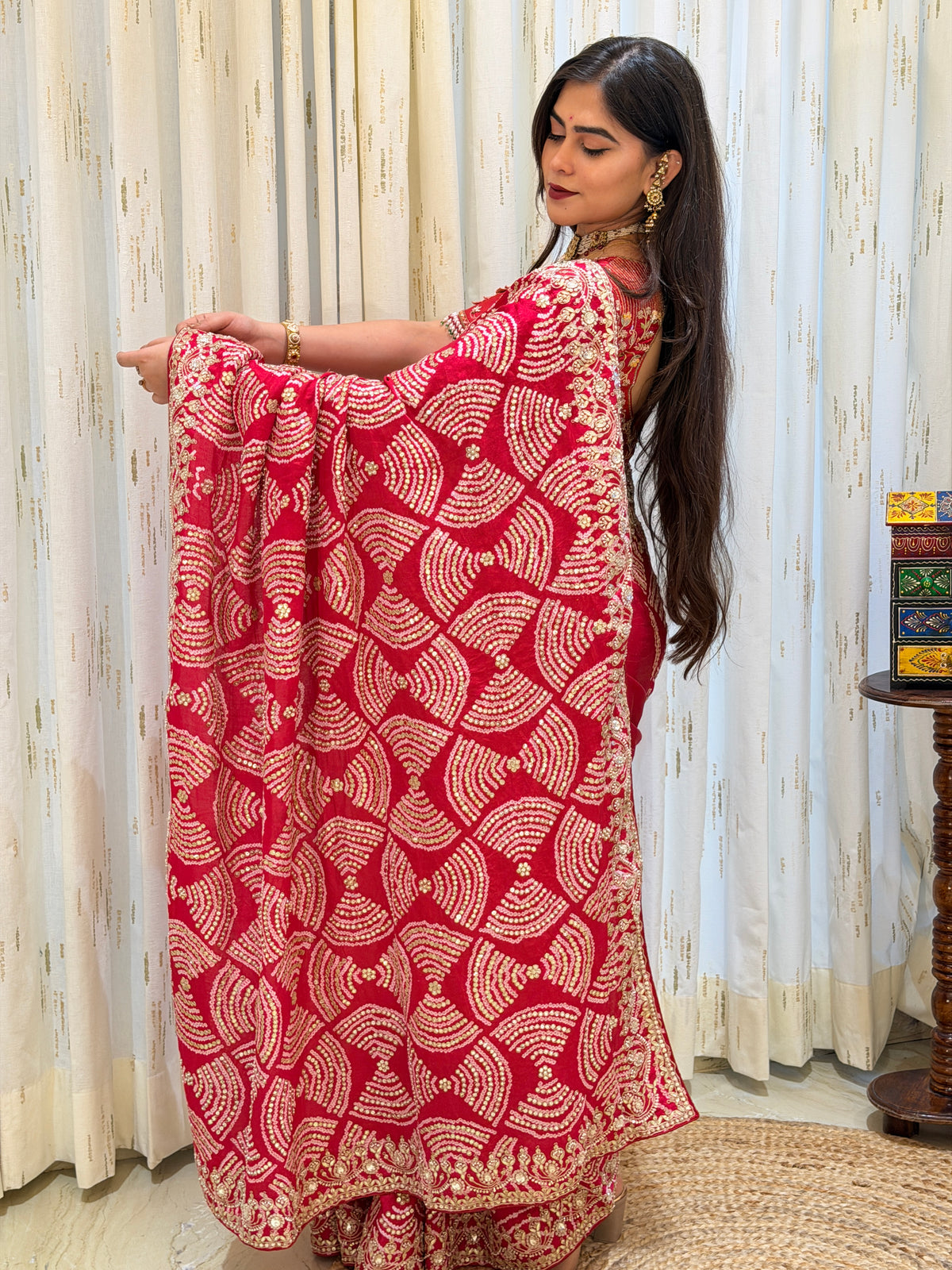 Ramya Red Gajji Silk Saree