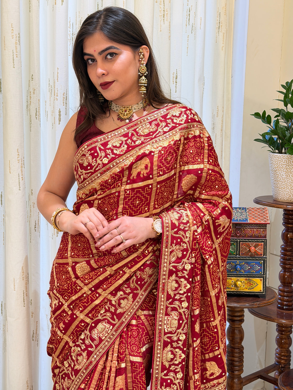 Mahira Maroon Pure Gajji Silk Saree