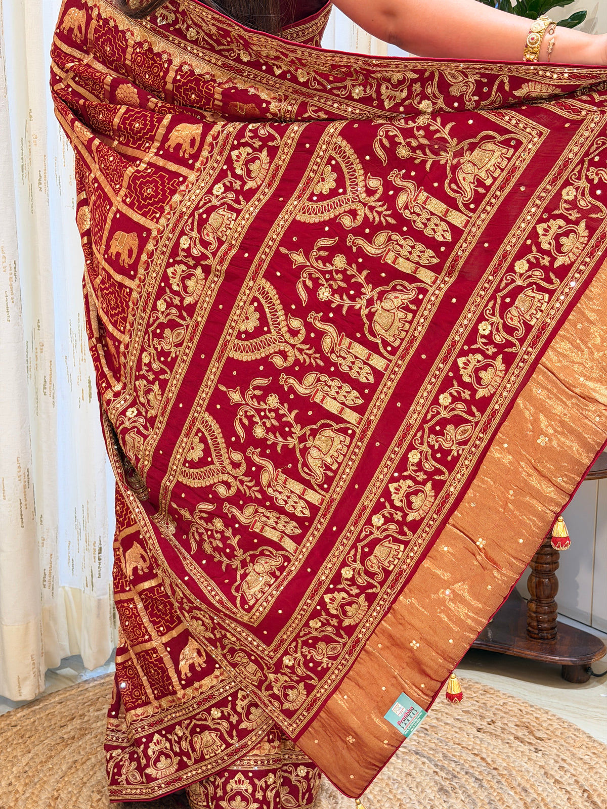 Mahira Maroon Pure Gajji Silk Saree