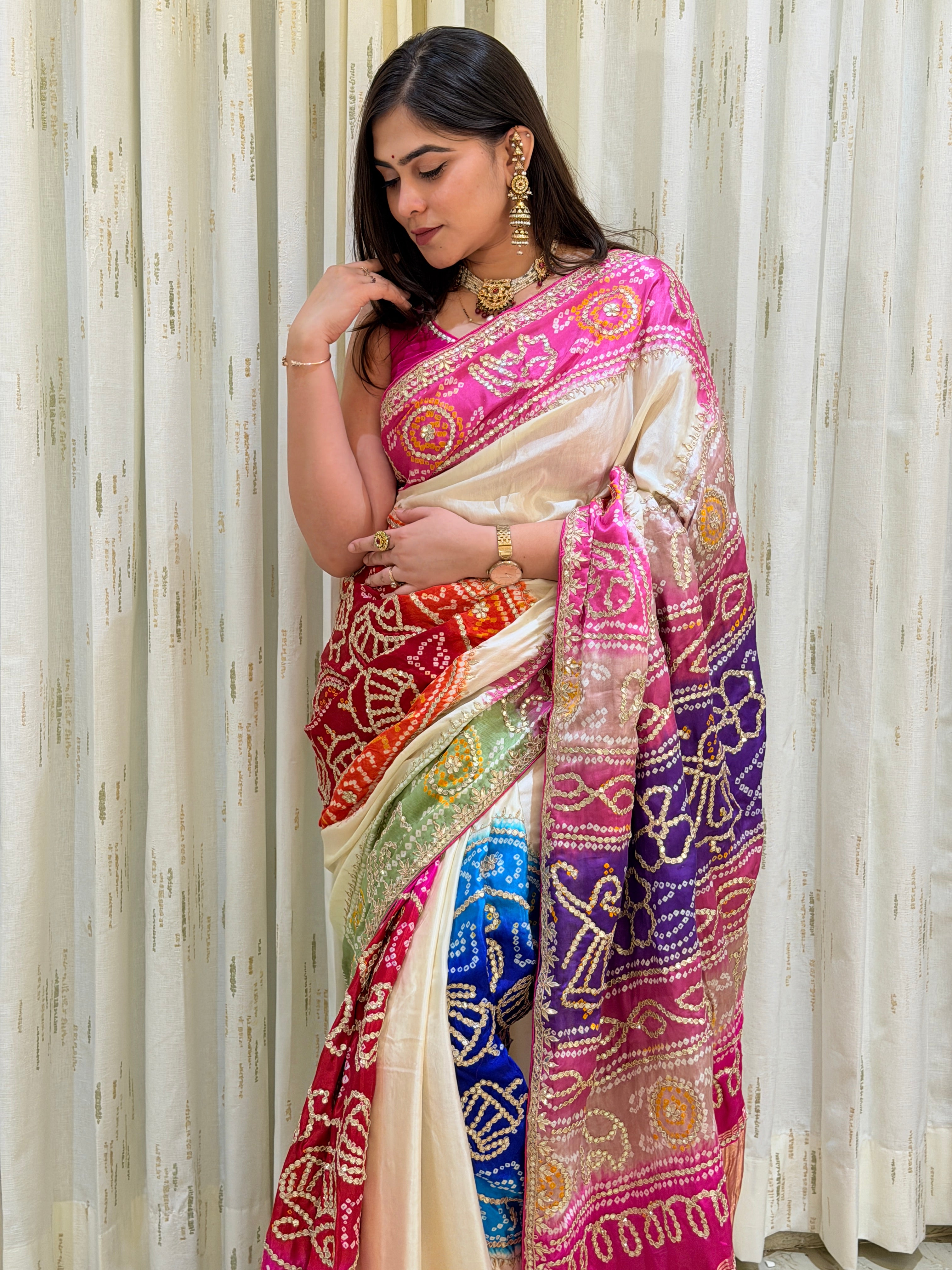 Anaisha Multicolor Bandhani Saree
