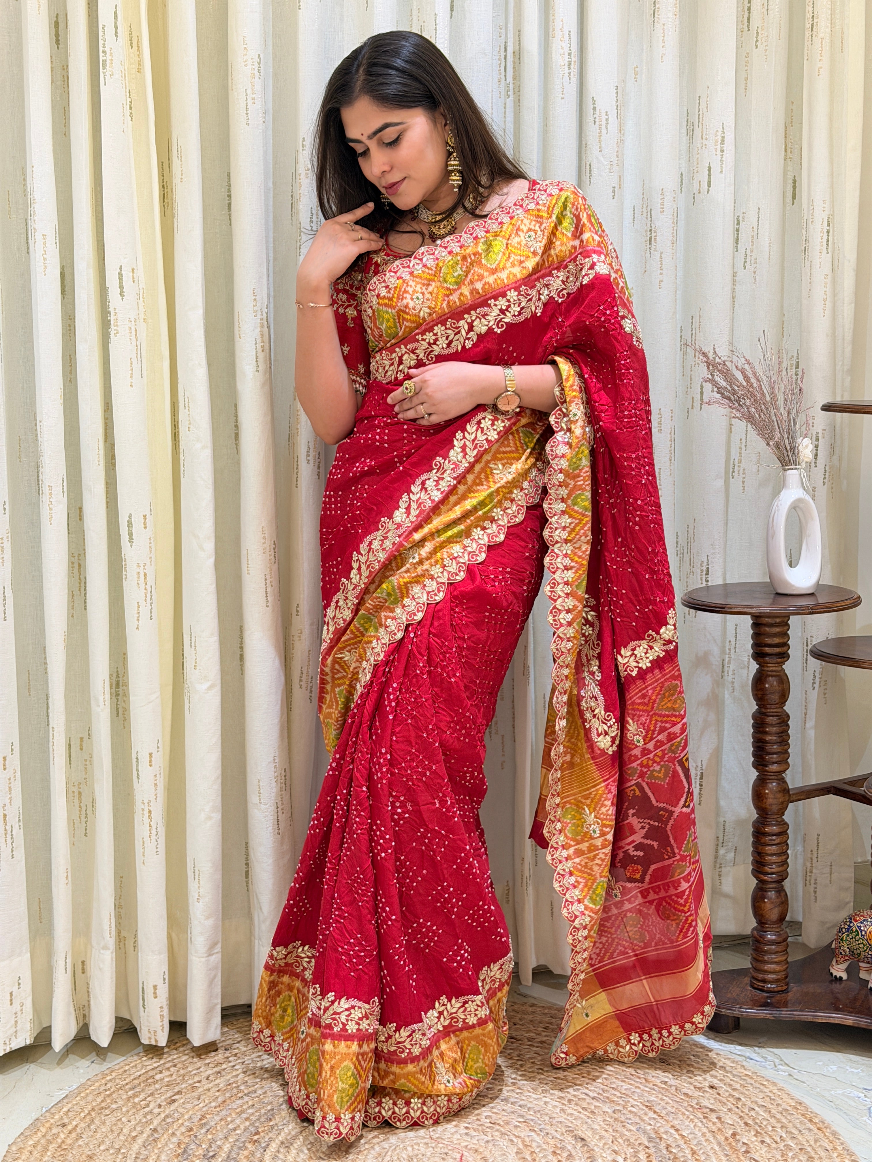 Rakhi Patola Bandhani Saree