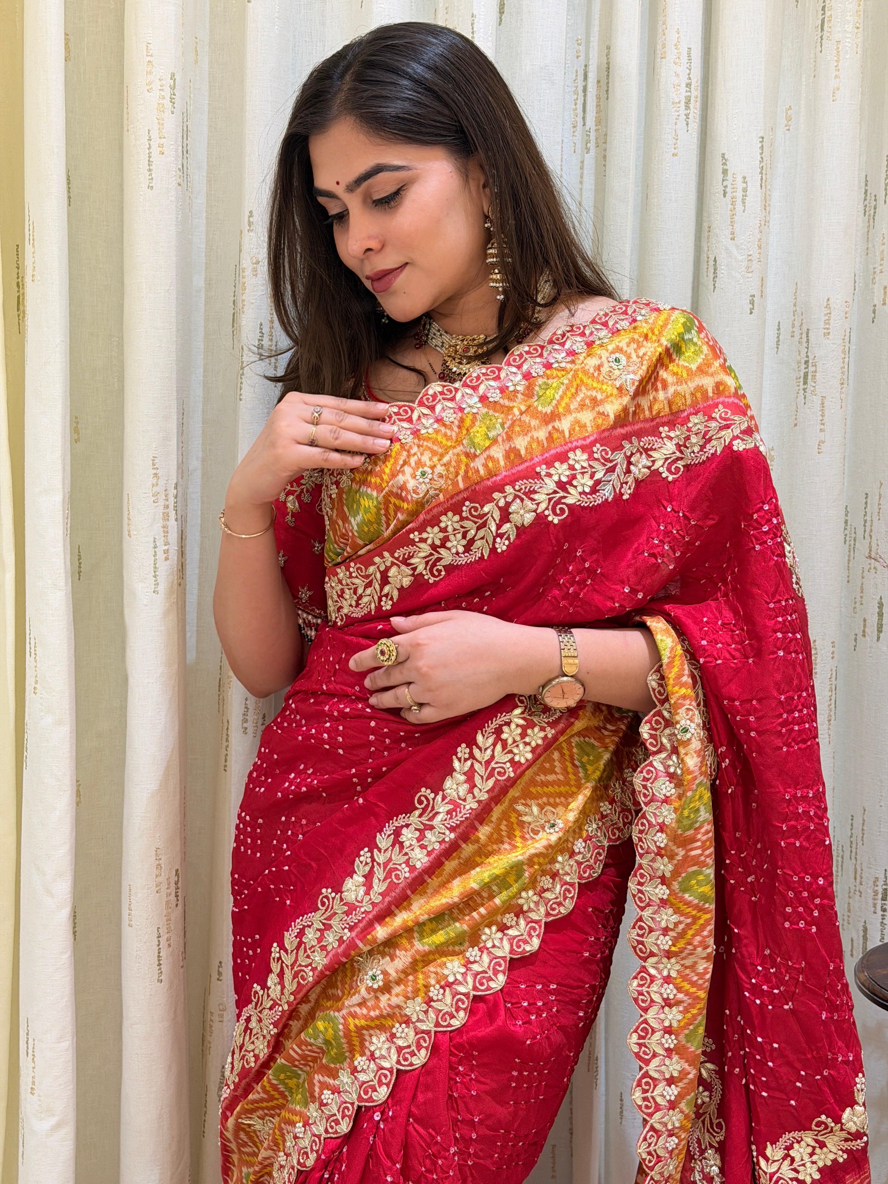 Rakhi Patola Bandhani Saree