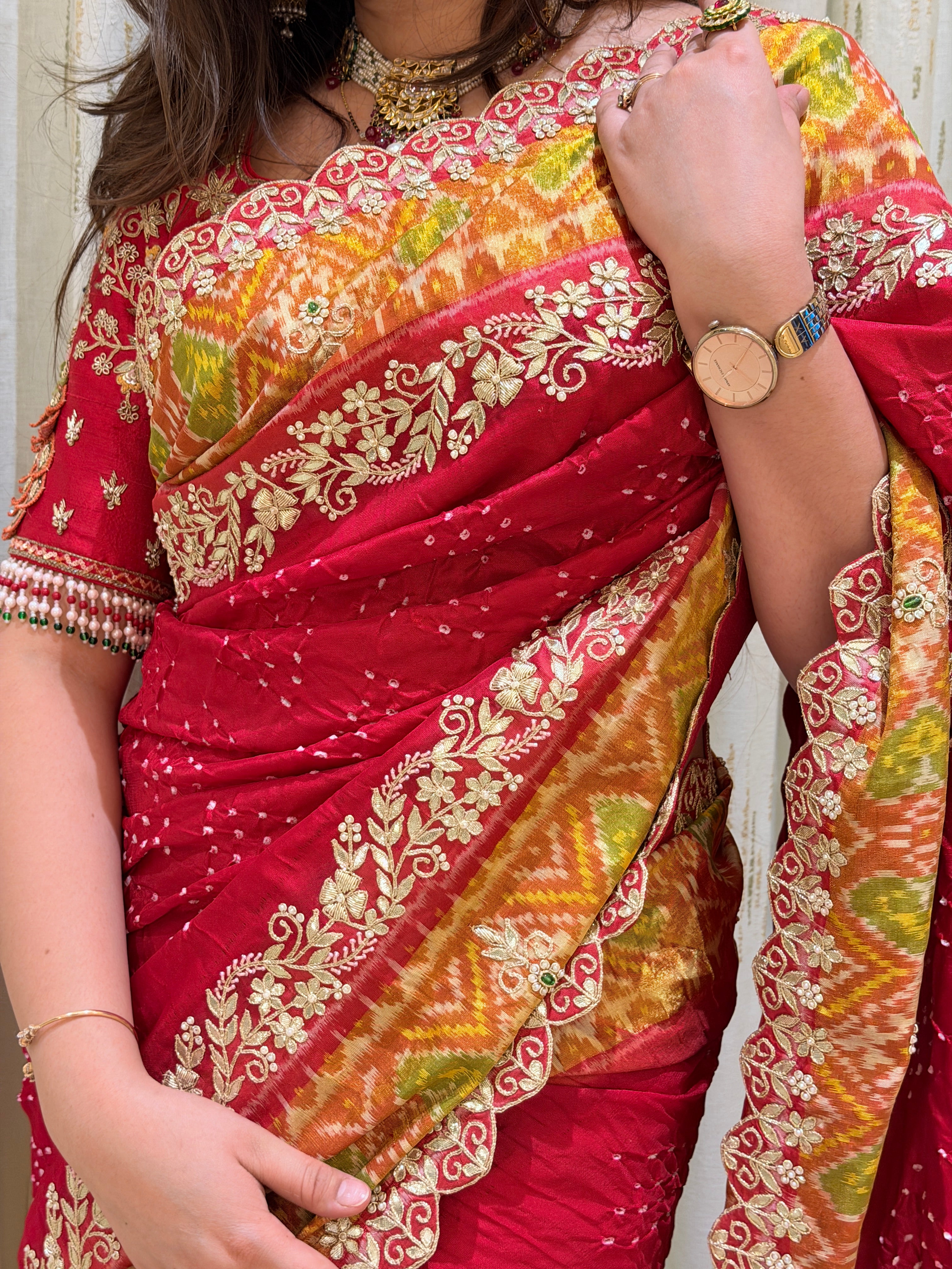 Rakhi Patola Bandhani Saree