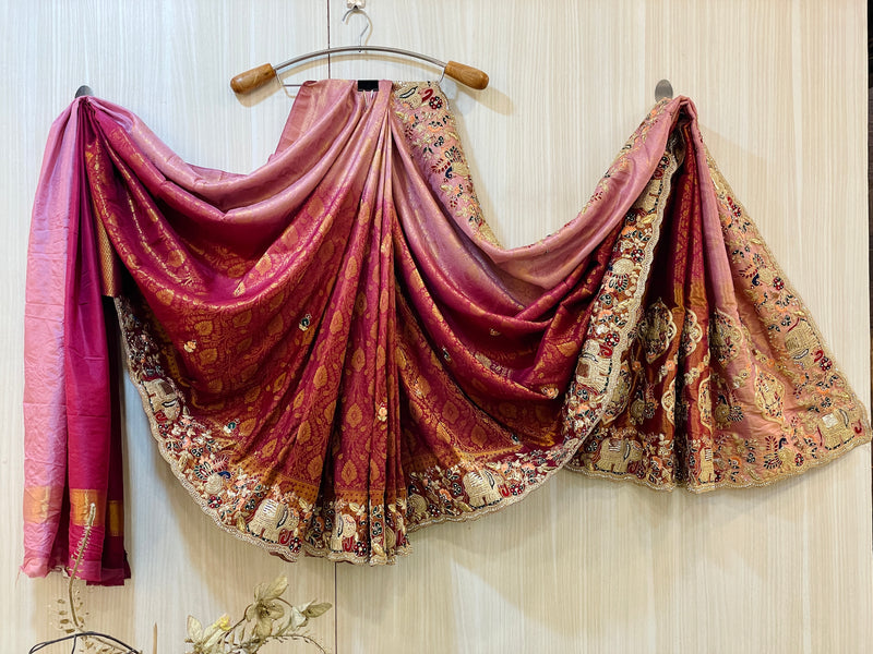 Andro Pink Shaded  Dola Silk Saree