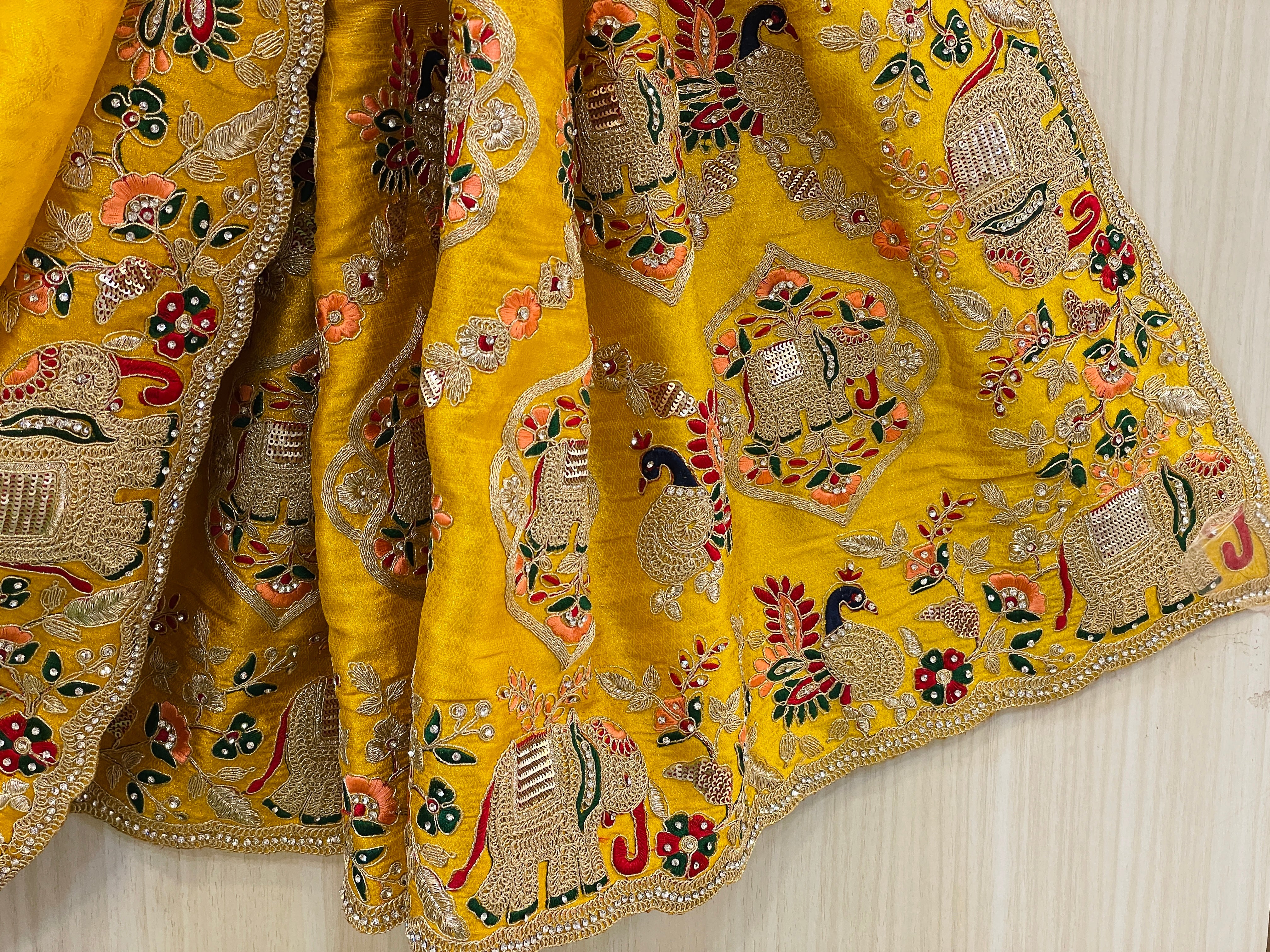 Andro Yellow Shaded  Dola Silk Saree