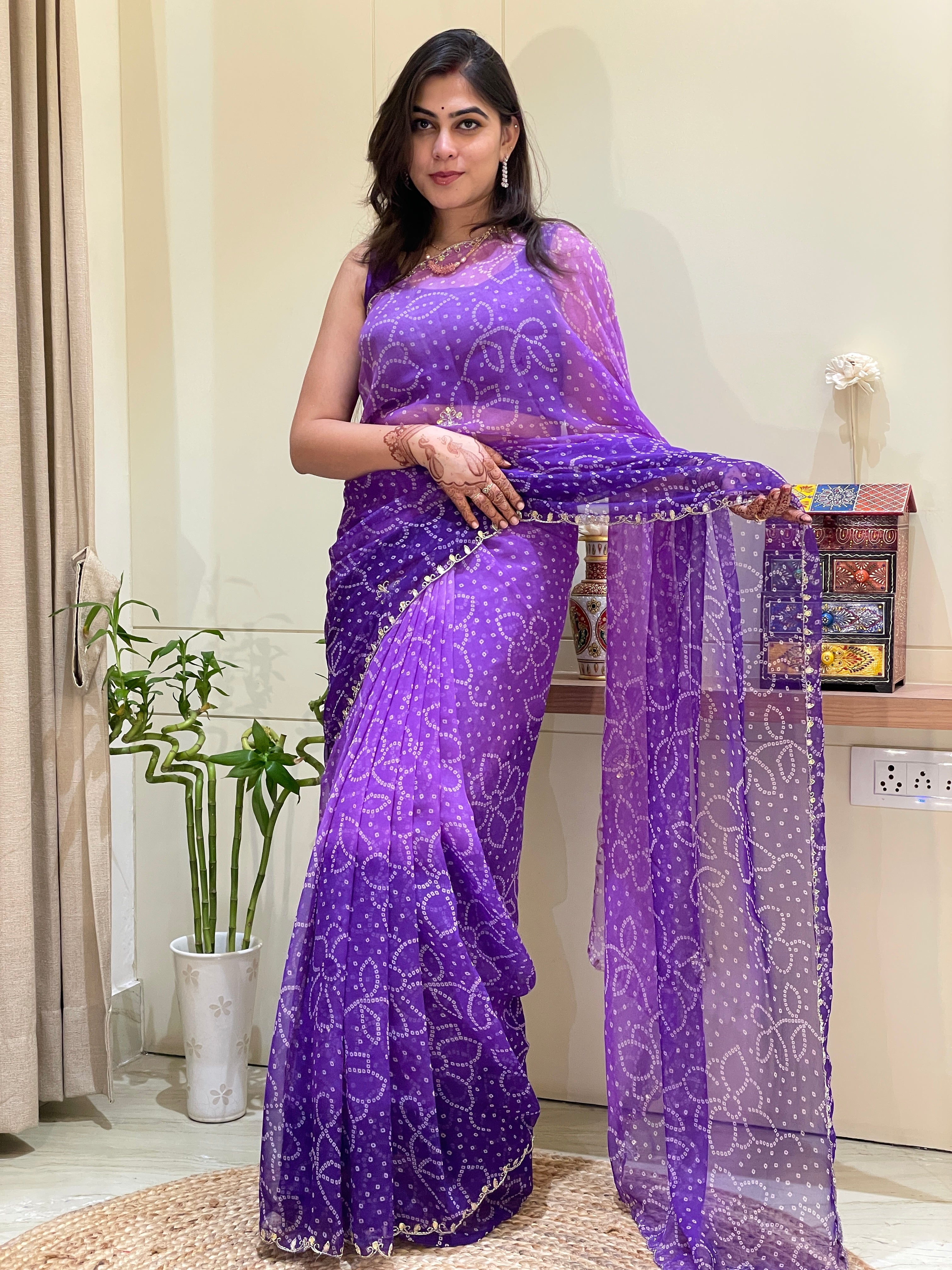 Vetika Purple Georgette Saree