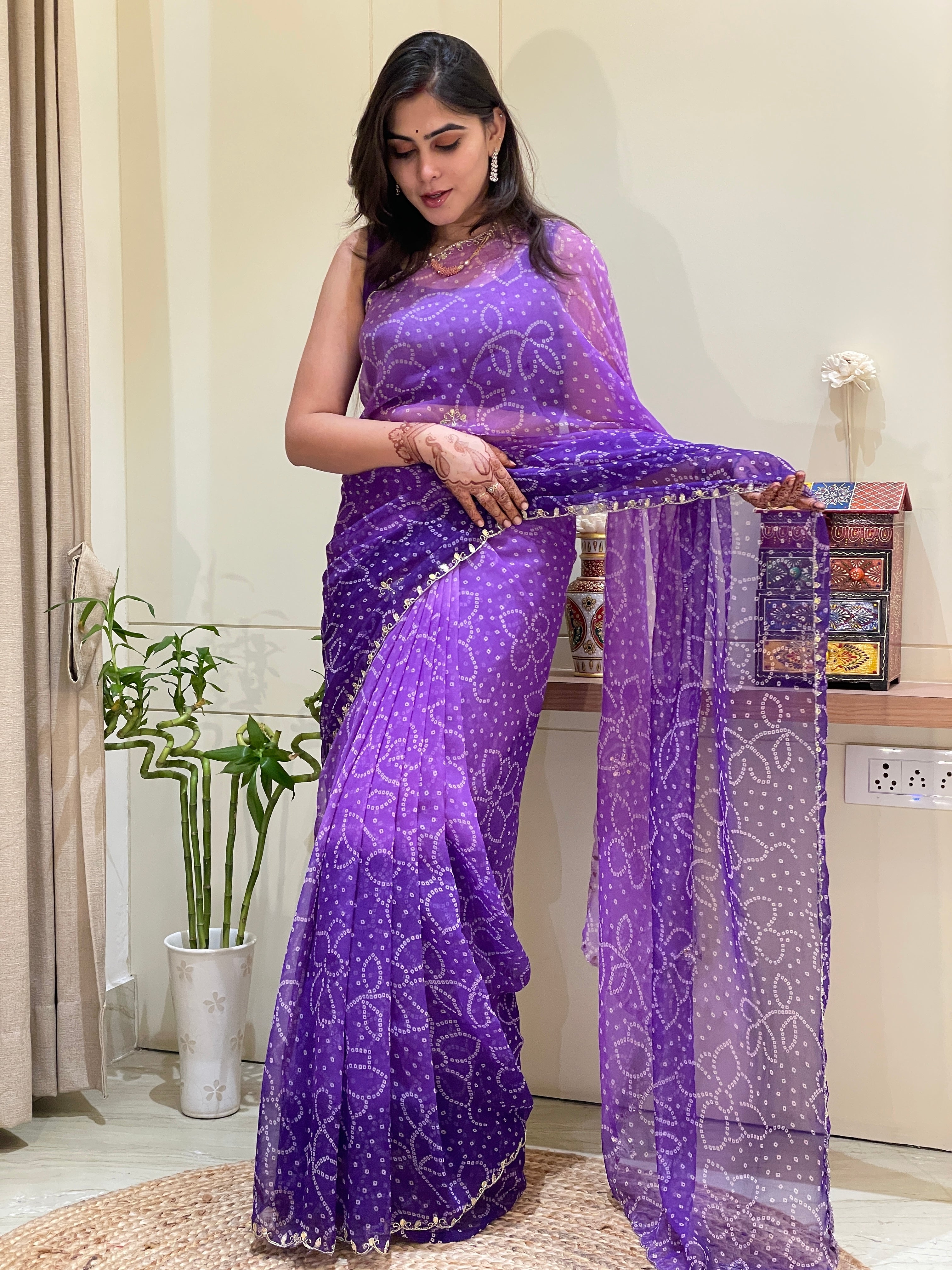 Vetika Purple Georgette Saree
