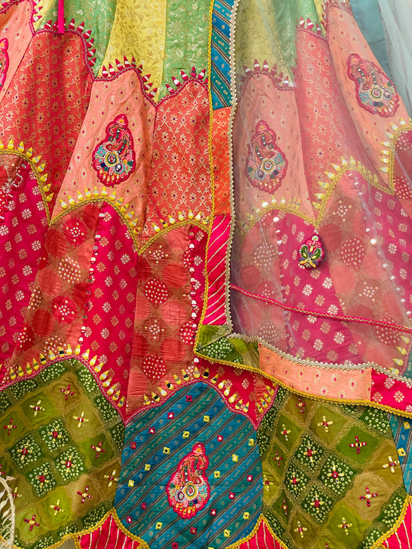 Peachy Banarasi Silk Lehenga