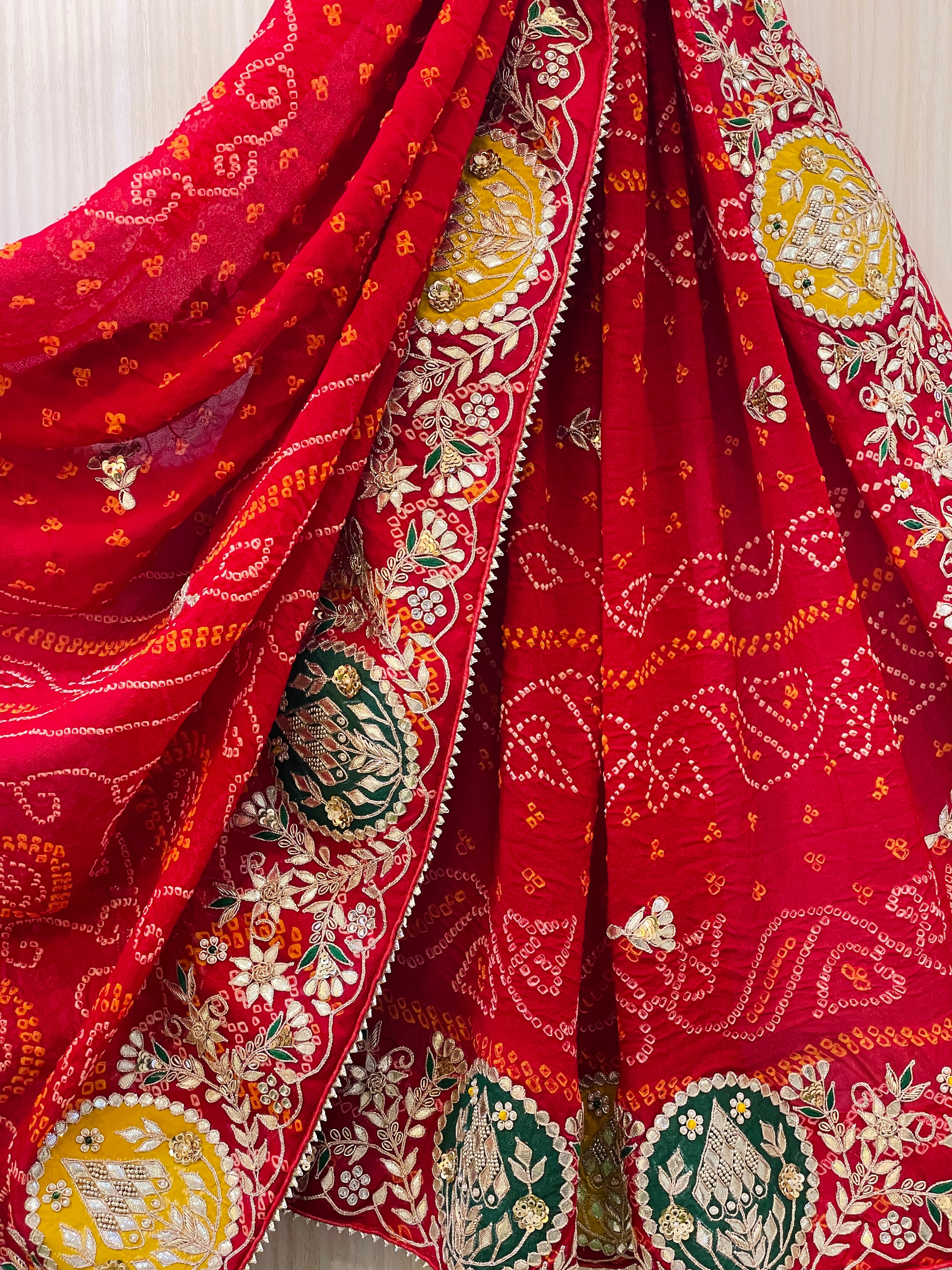 Mani Georgette Bandhani Saree