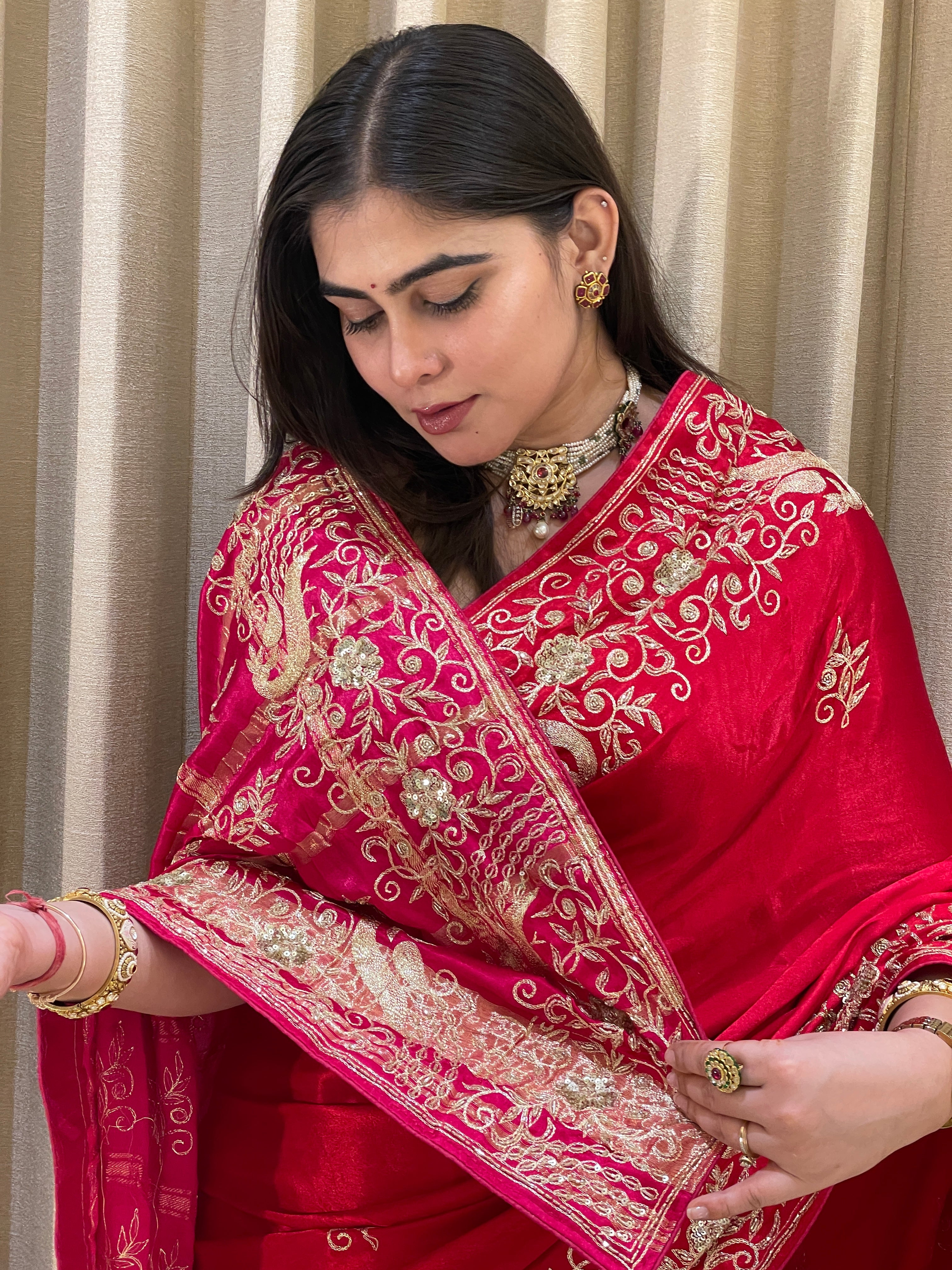 Anita Red Silk Saree