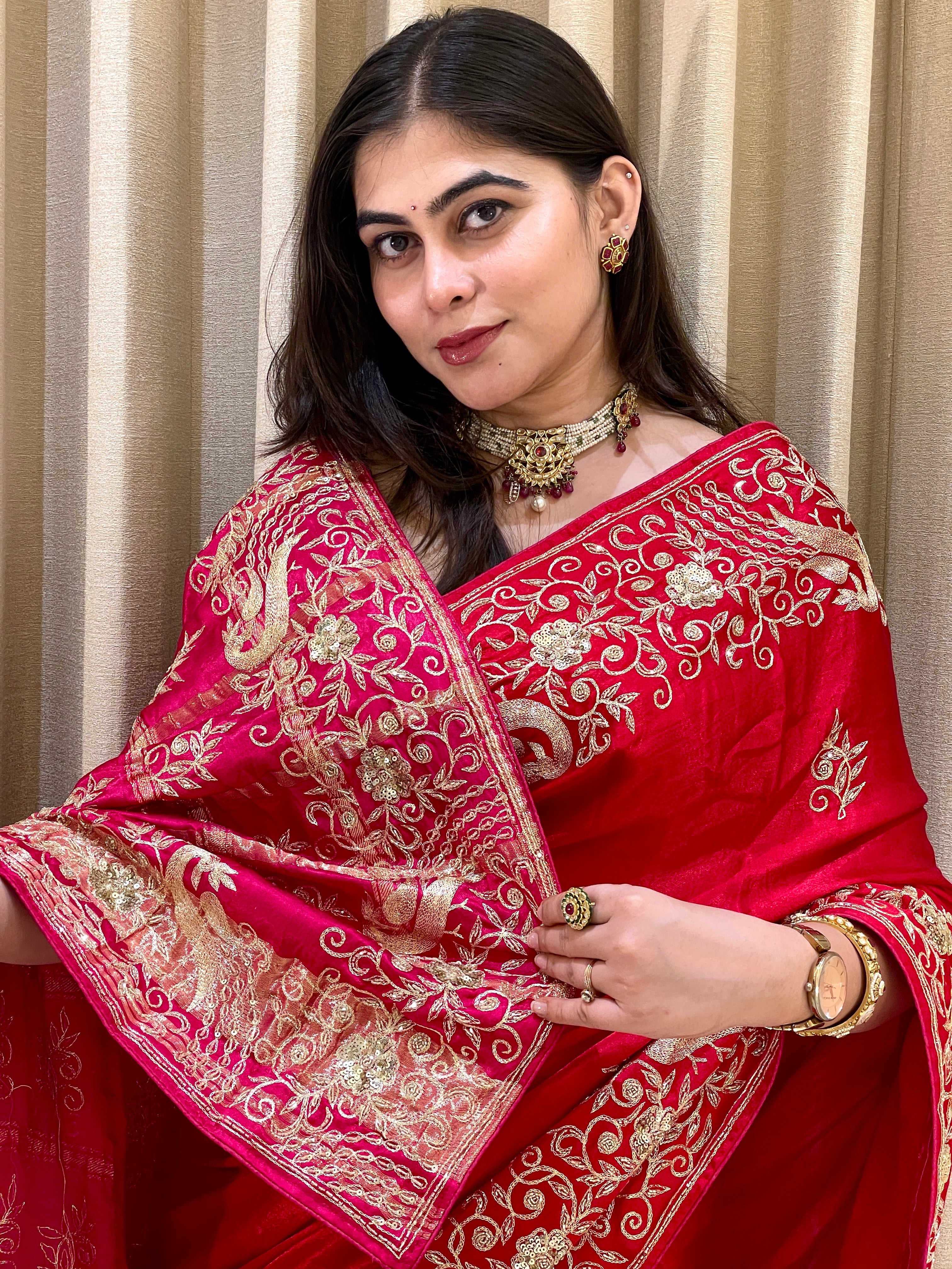 Anita Red Silk Saree