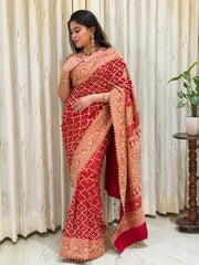 Vandana Red Khadi Georgette Saree