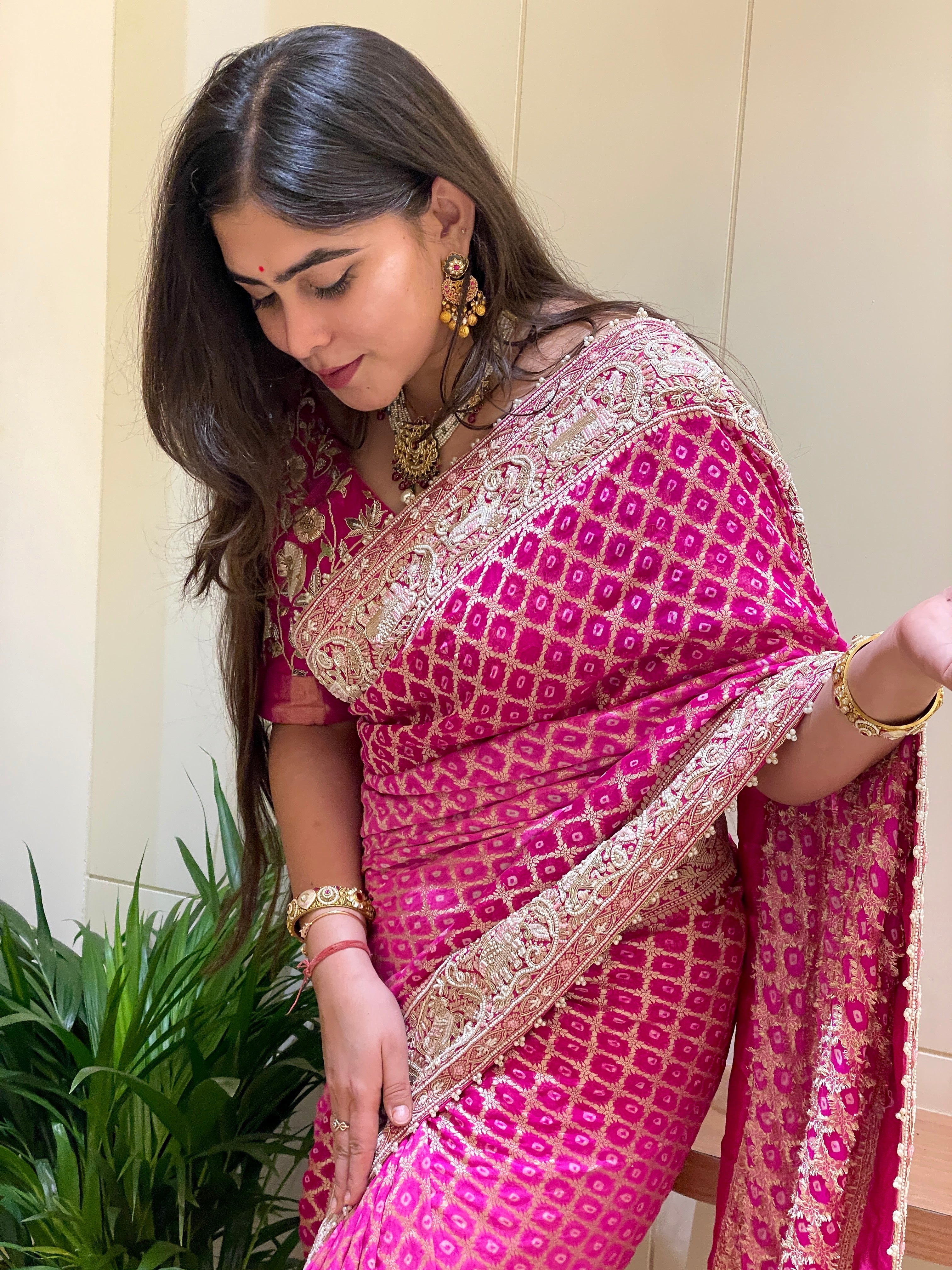 Vishakha Rani Bandhani Saree