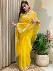 Myra Chiffon Glow Bright Yellow Saree