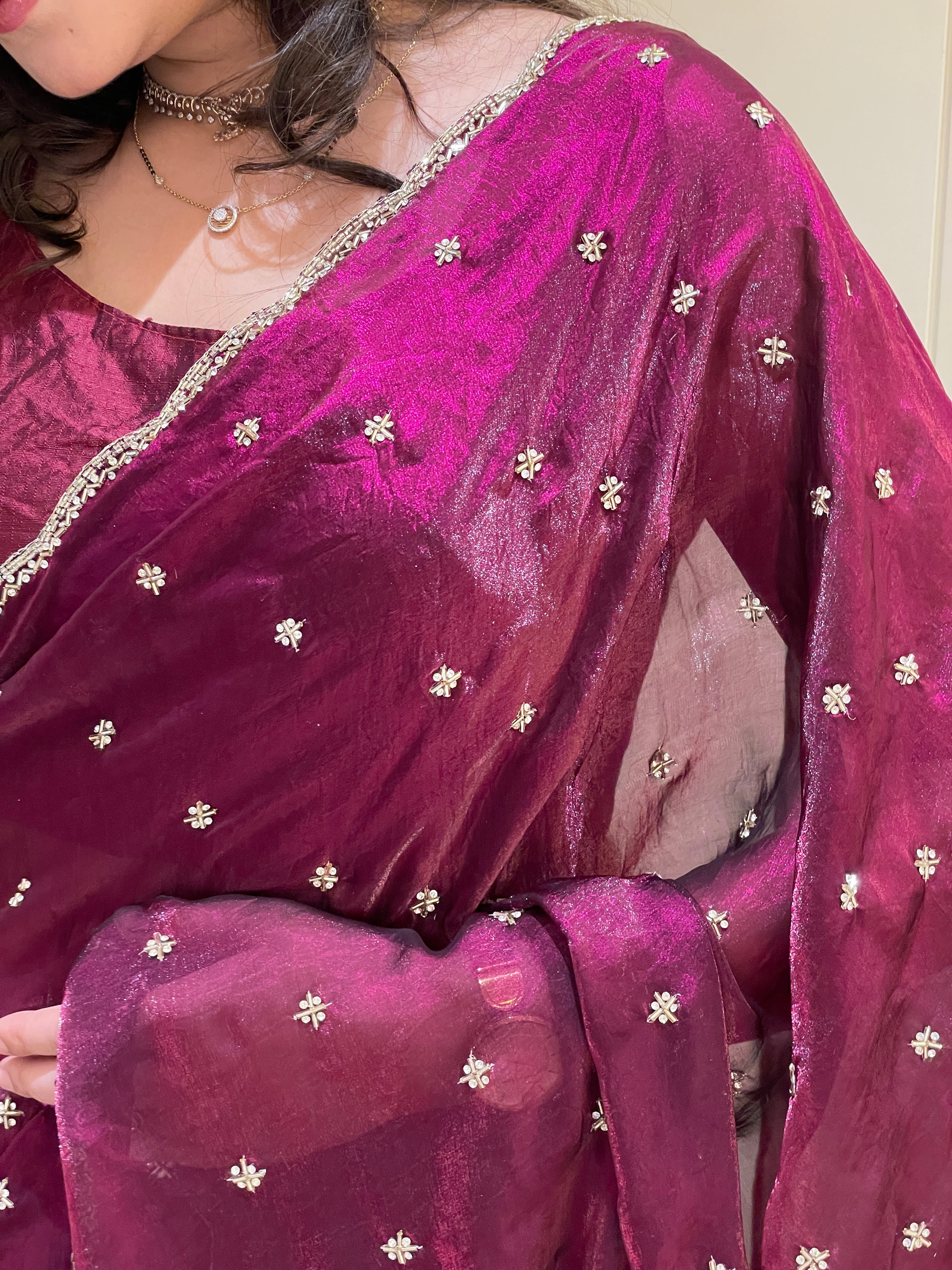 Nayra Tissue Silk Wine Saree