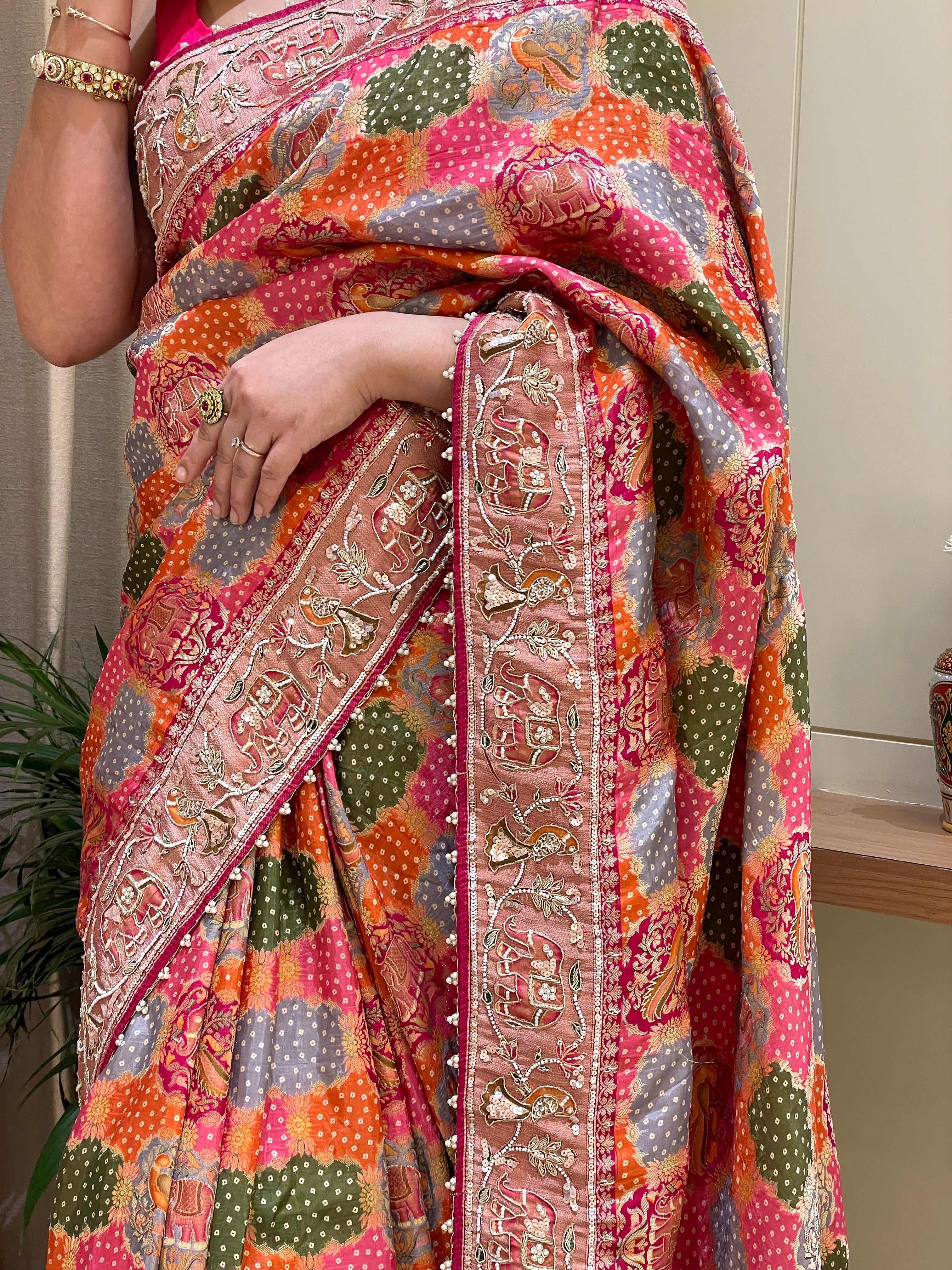Anvika Banarasi Silk Multicolor saree