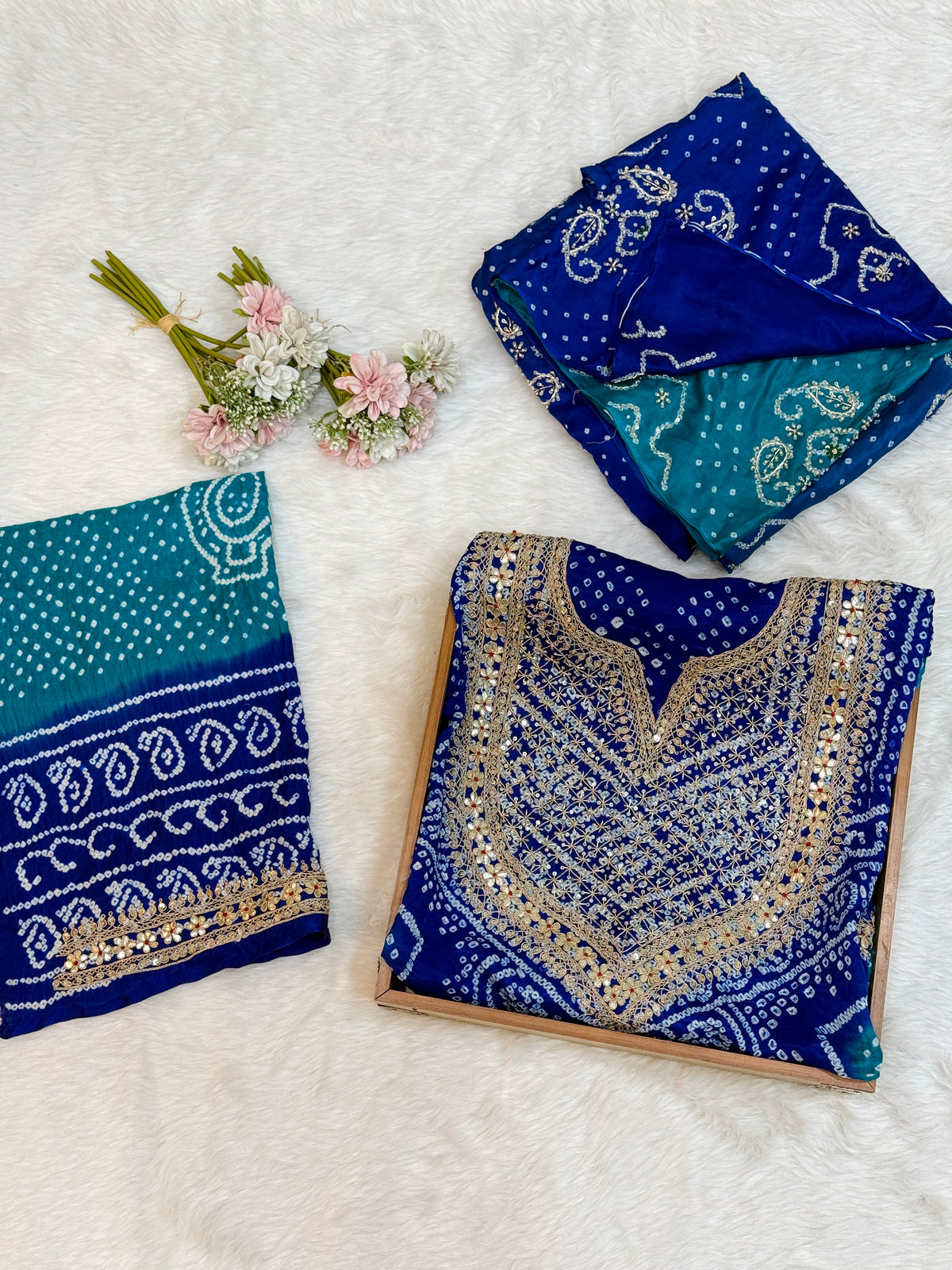 Yashvi Blue Gajji Silk Unstitched Suit
