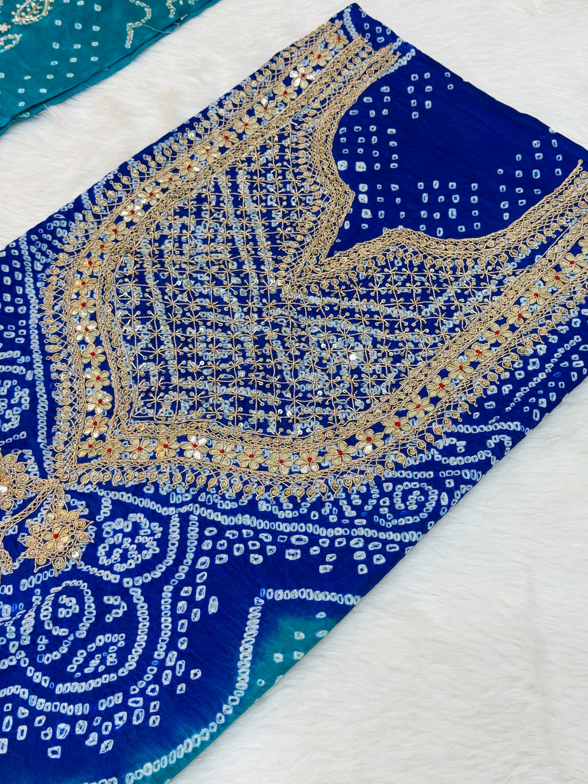 Yashvi Blue Gajji Silk Unstitched Suit