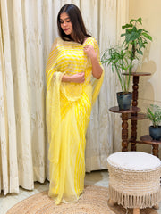 Parvati Lemon Leheriya Chiffon Saree