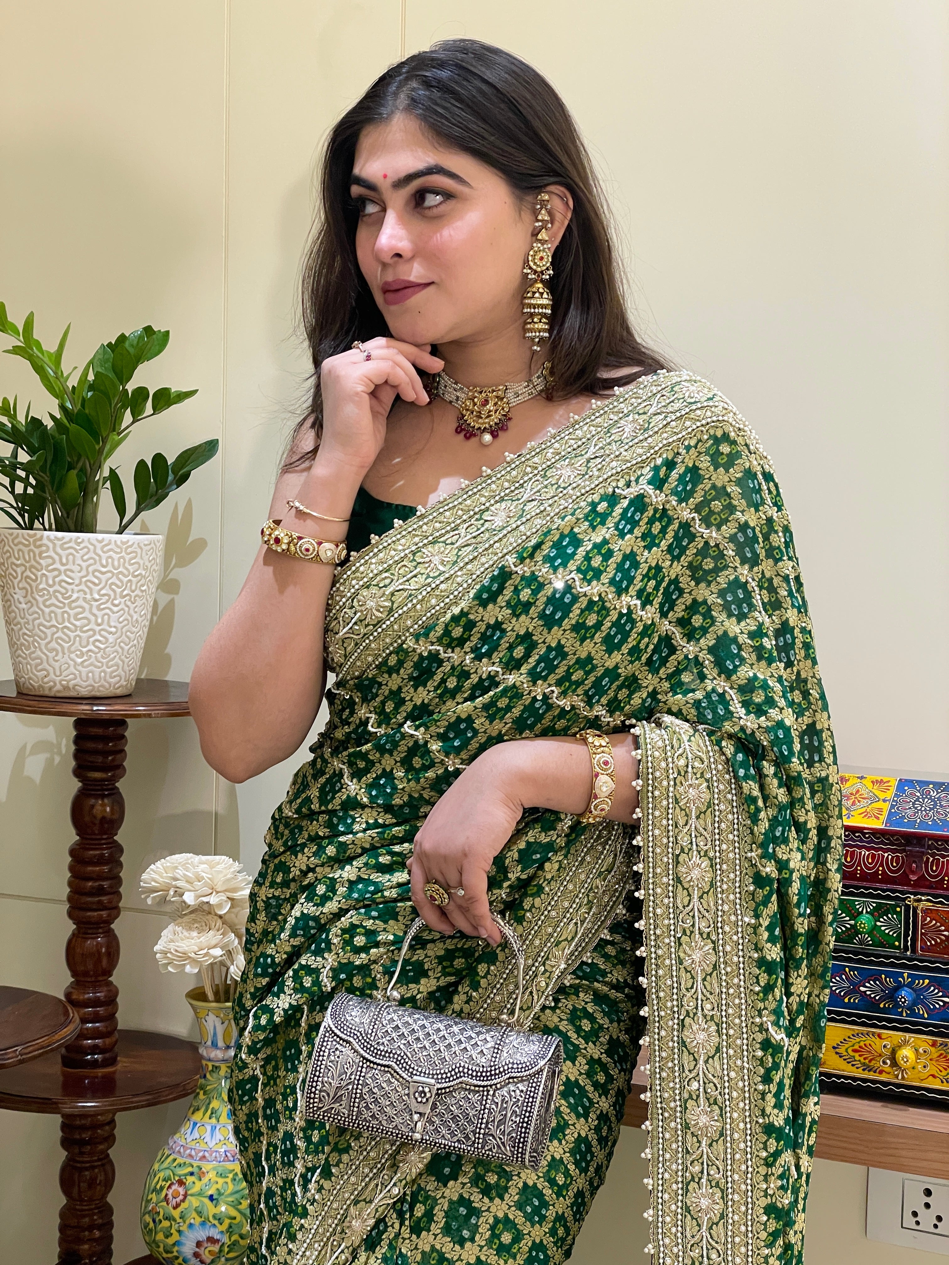 Naina Emerald Khadi Georgette Saree