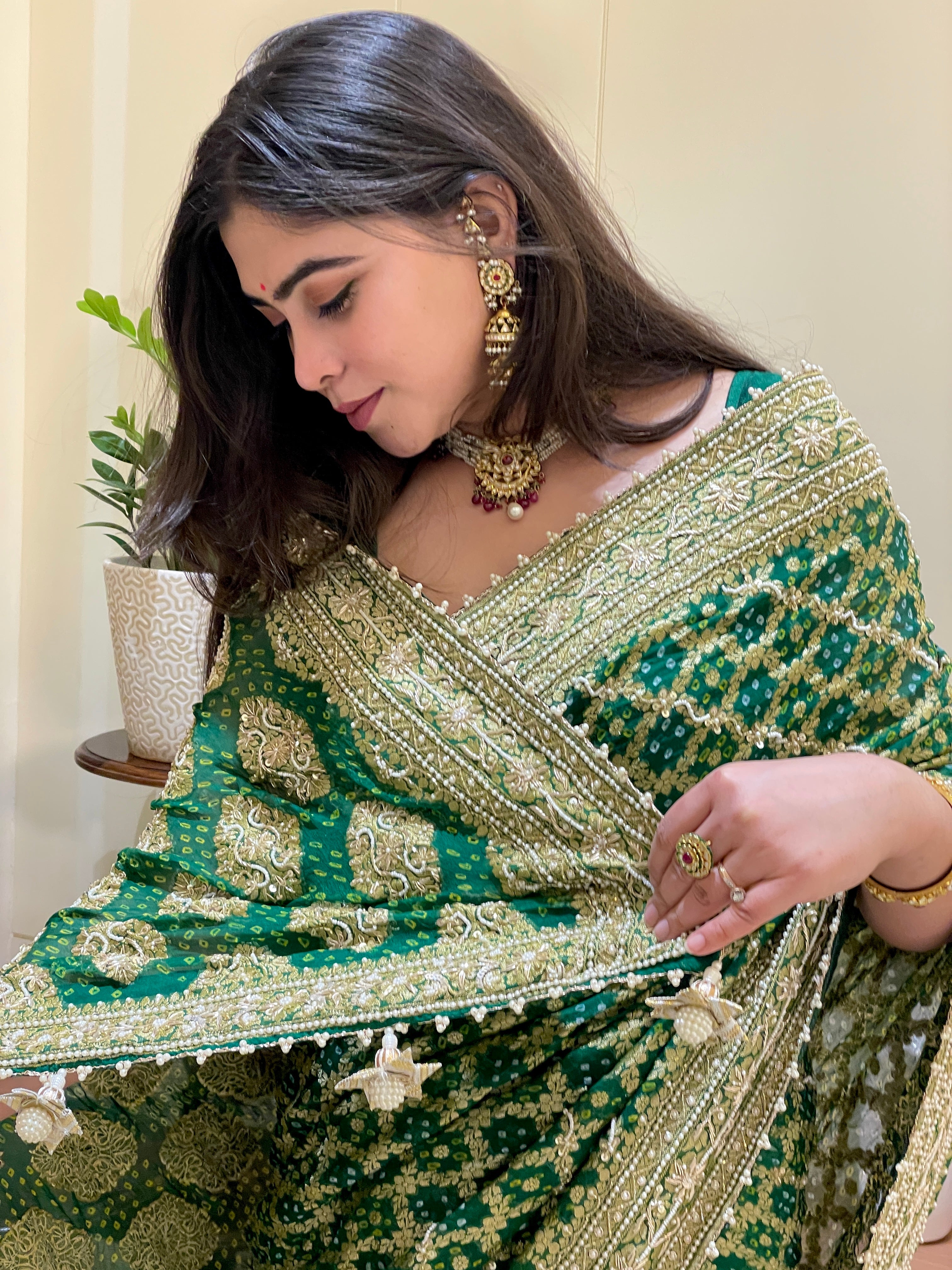 Naina Emerald Khadi Georgette Saree