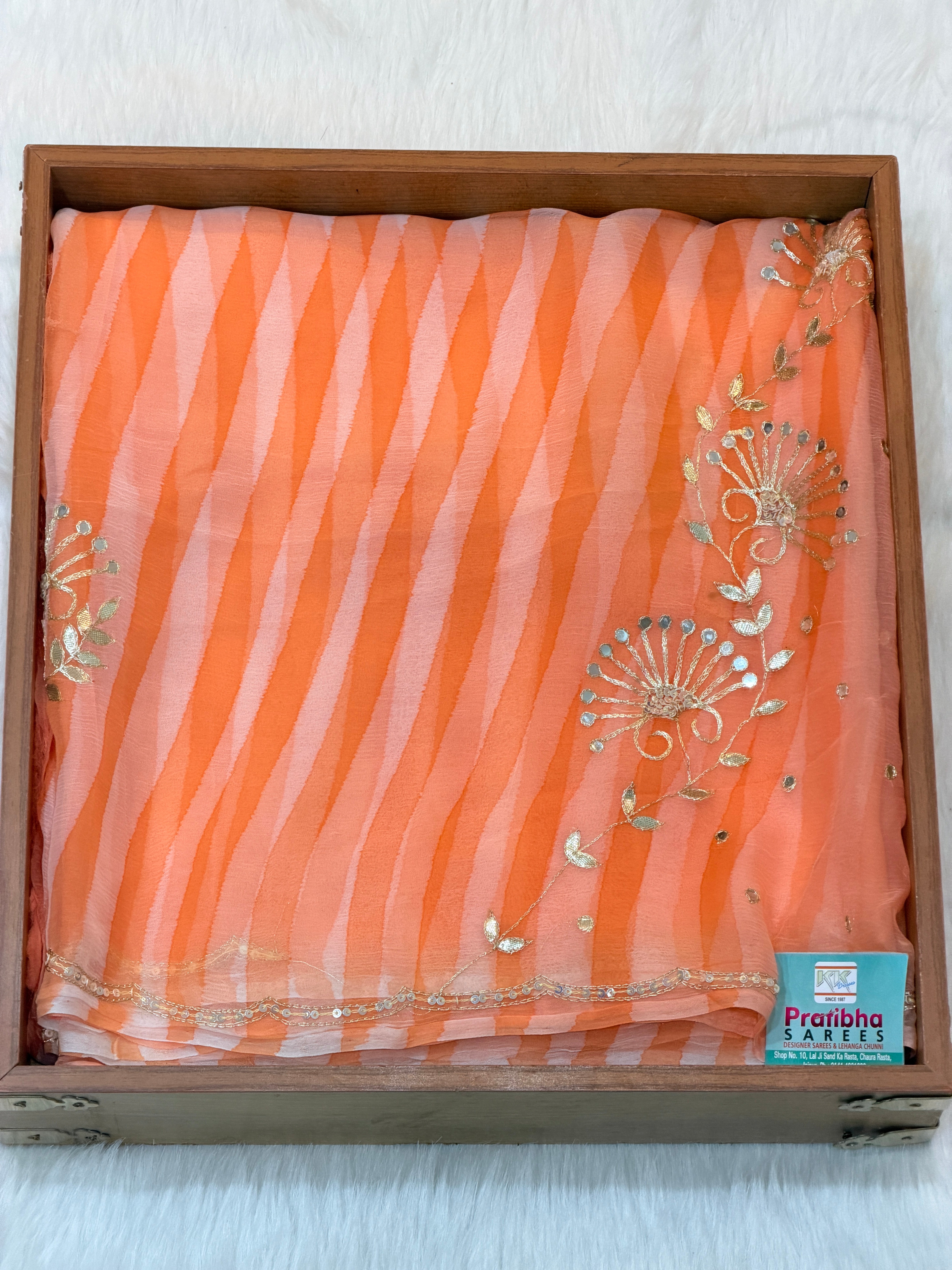 Misha Pastel Pink Leheriya Chiffon Saree