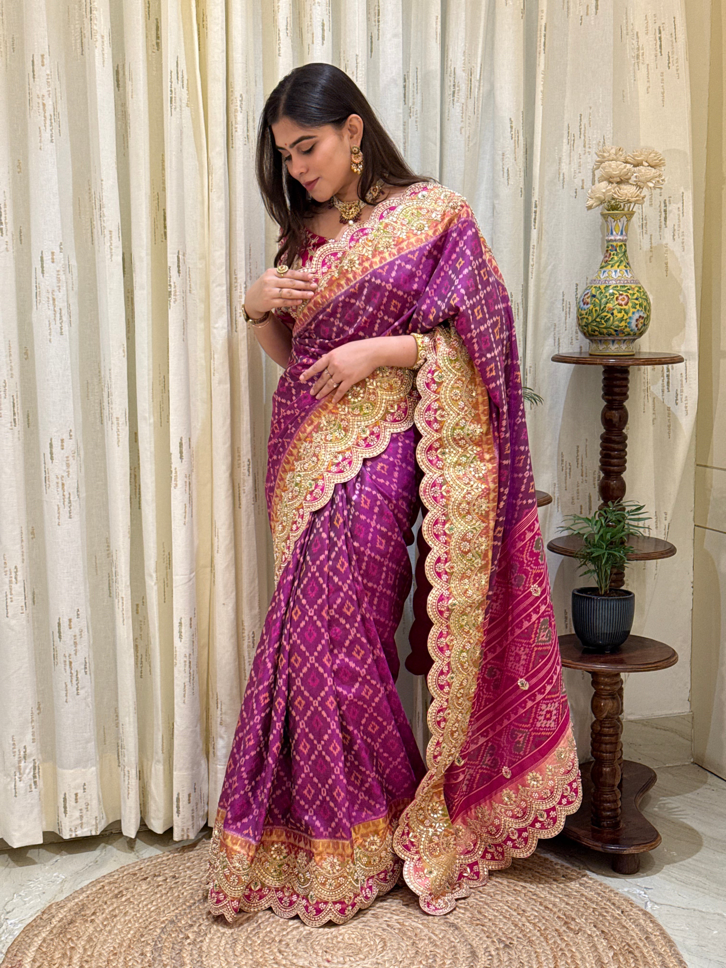 Advika Purple Patola Silk Saree