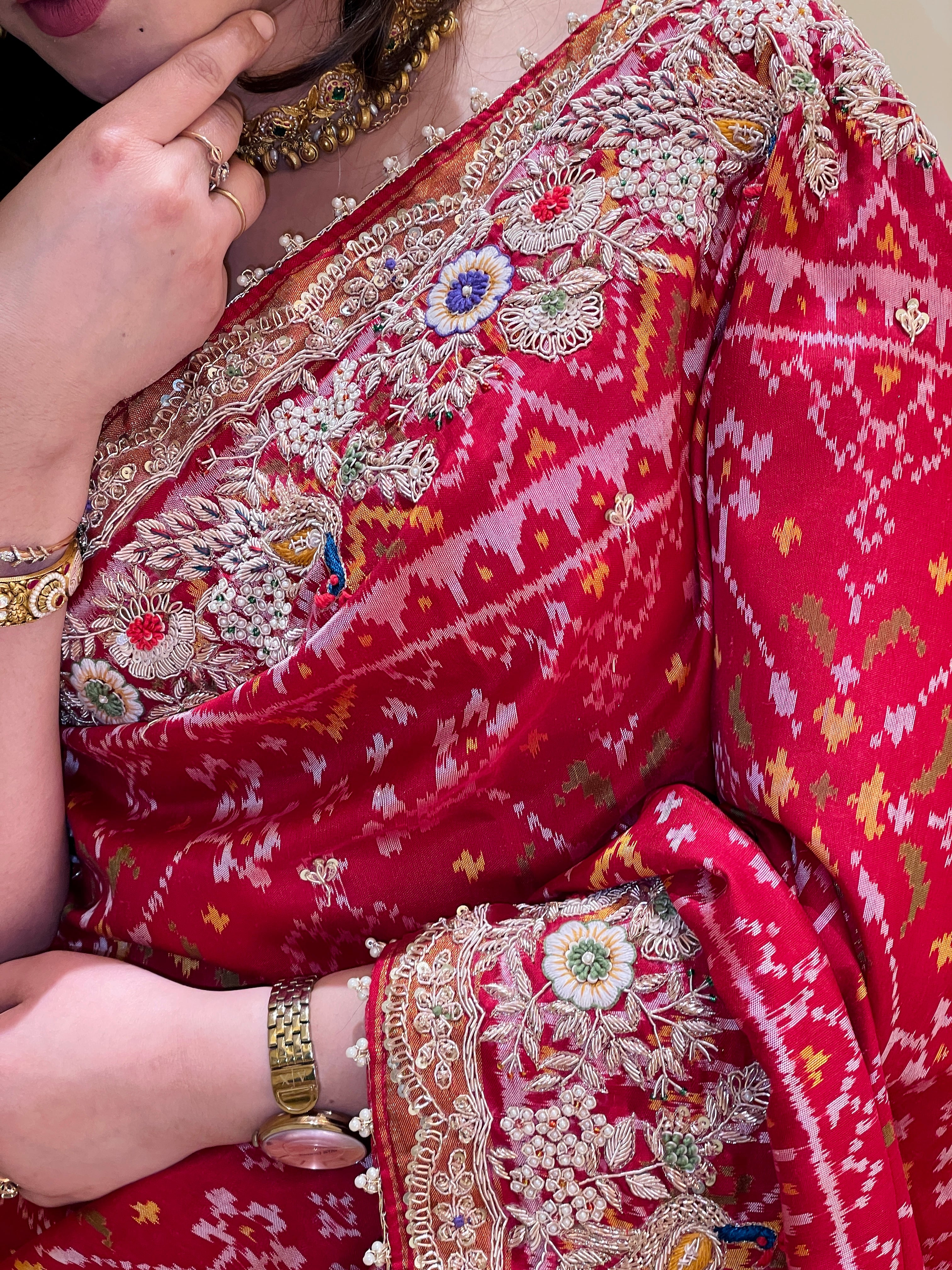 Ashnoor Red Patola Silk Saree