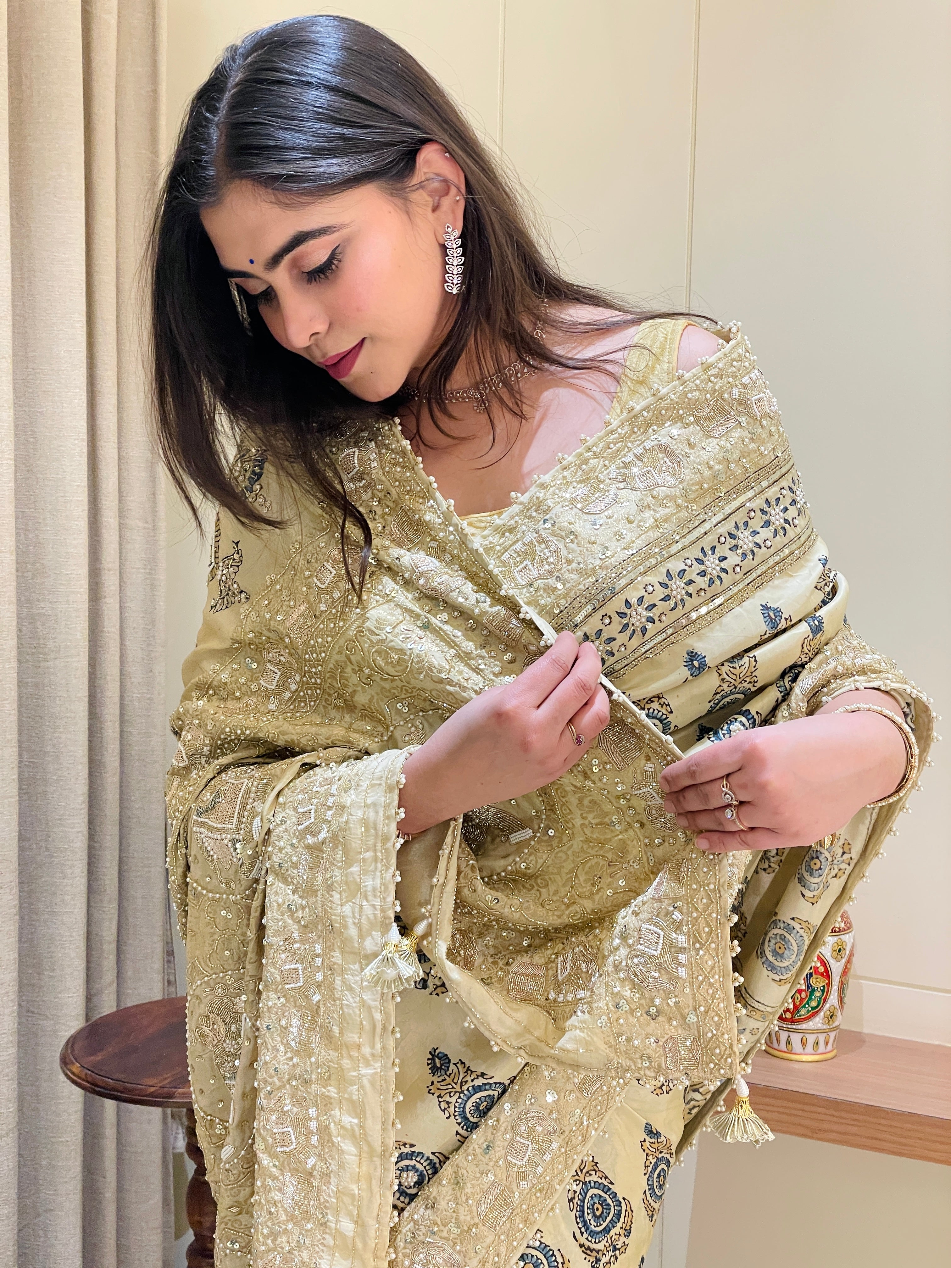 Yamini Rajasi Ajrakh Saree