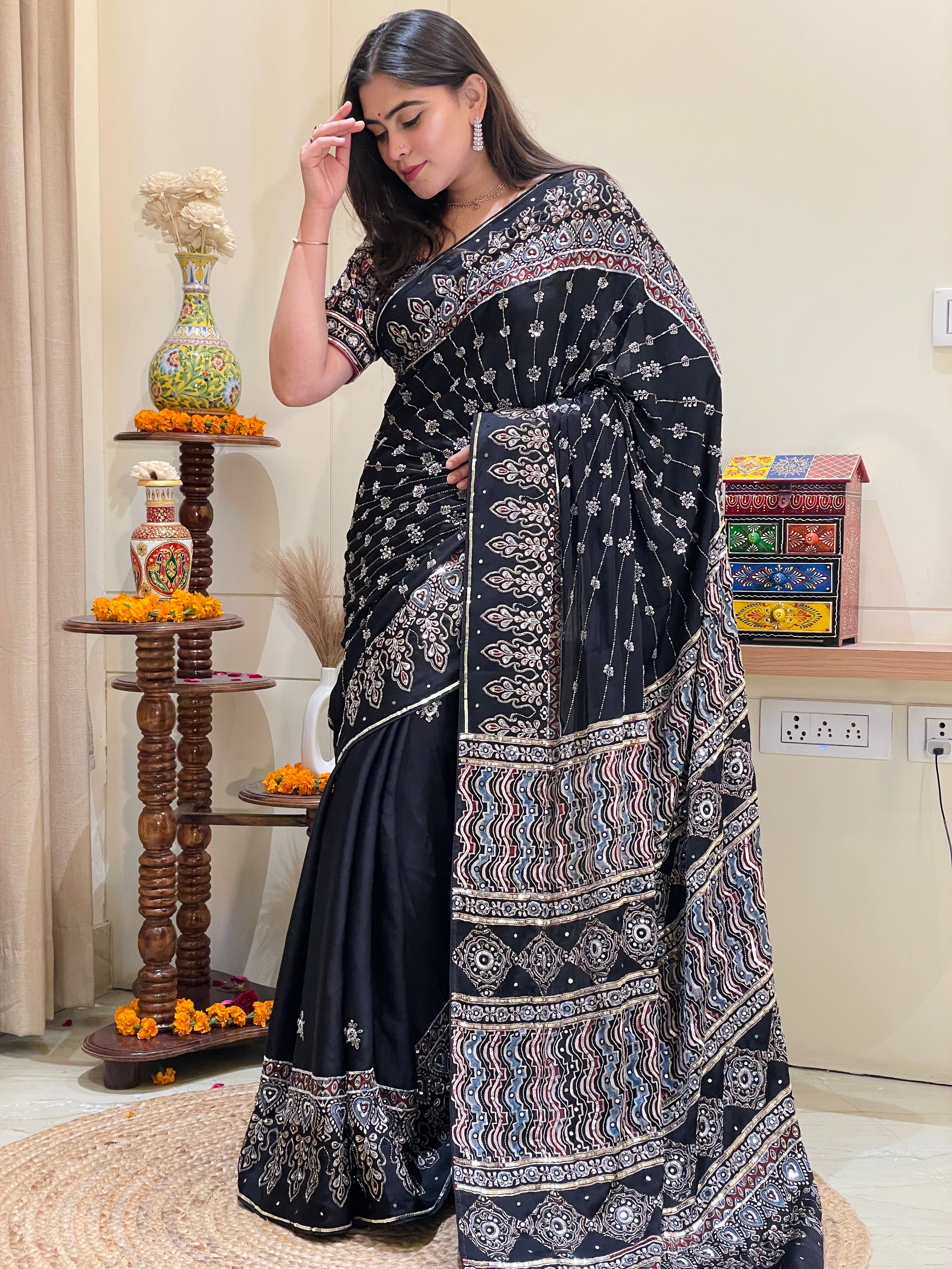 Advika Rajasi Ajrakh Saree