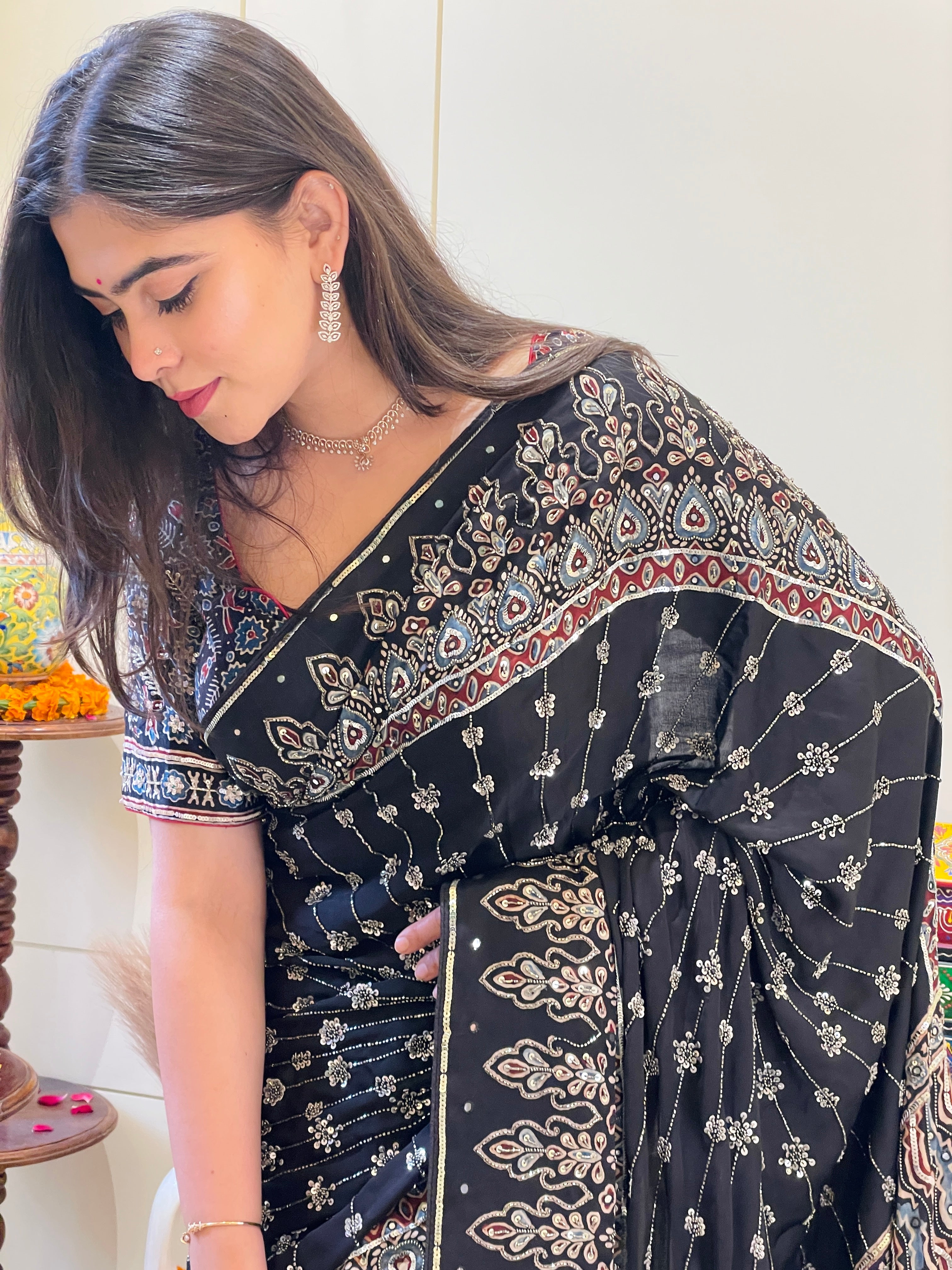 Advika Rajasi Ajrakh Saree