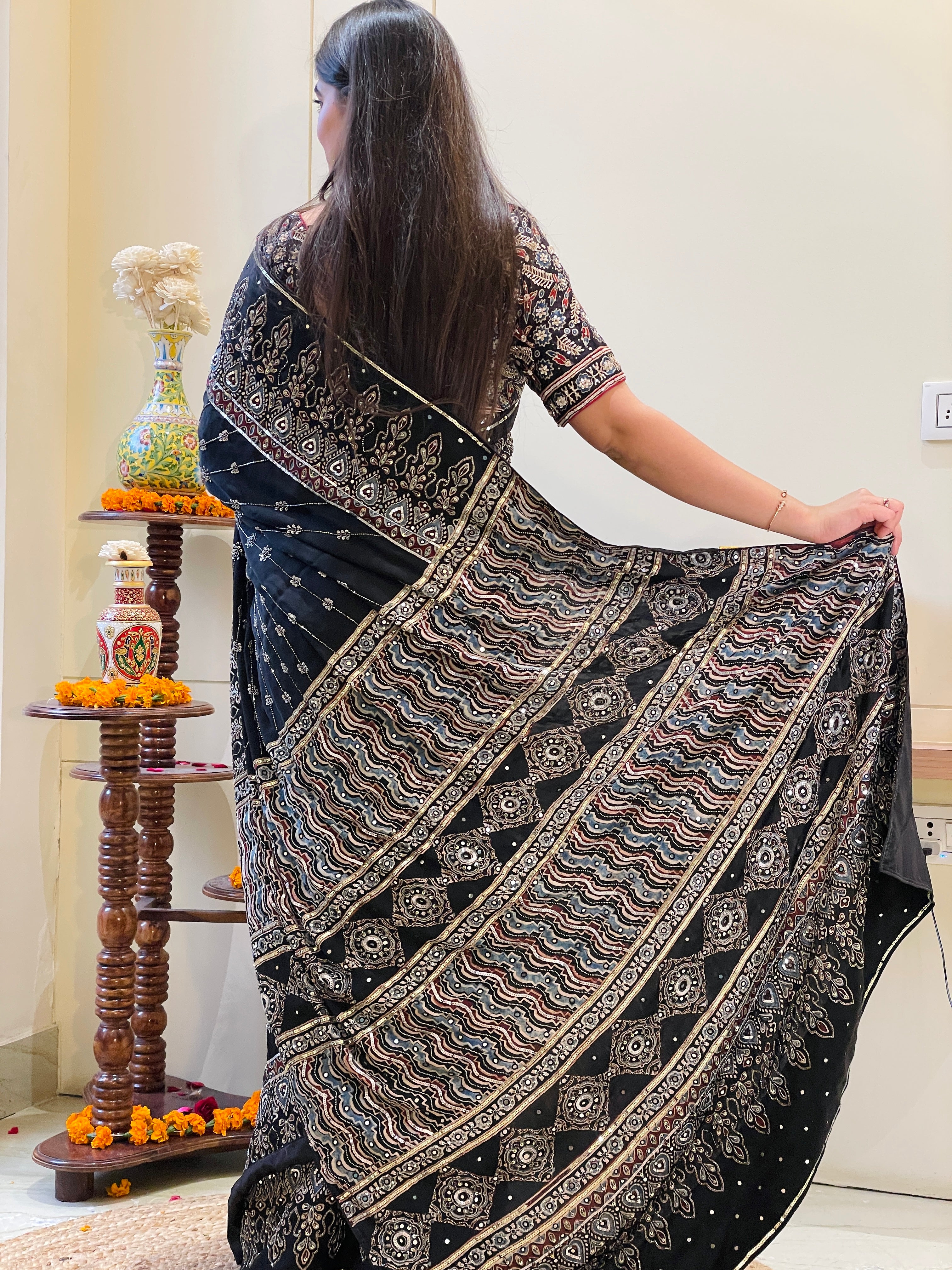 Advika Rajasi Ajrakh Saree