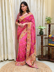 Mishti Pure Kadva Zari Khadi Georgette Saree