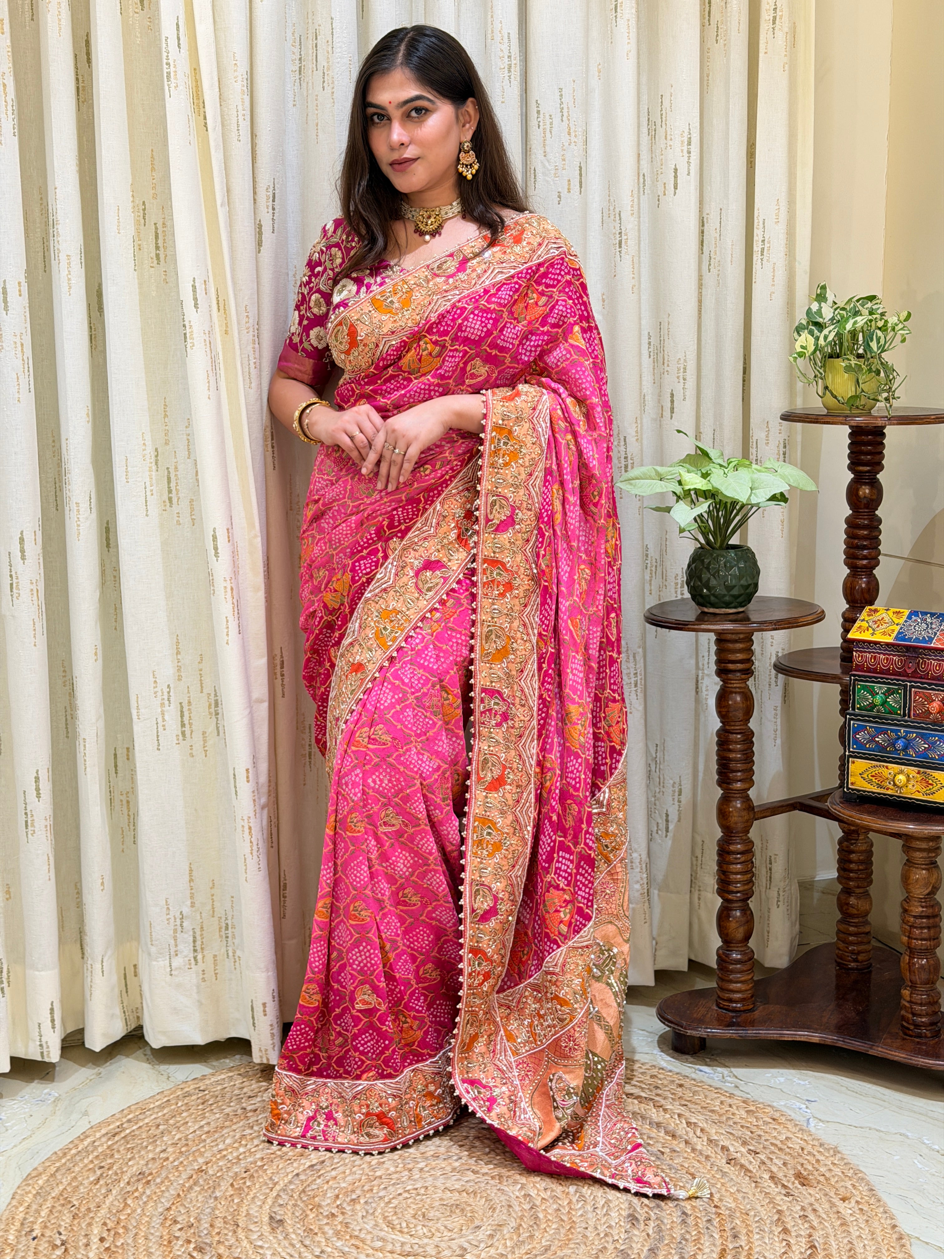 Mishti Pure Kadva Zari Khadi Georgette Saree