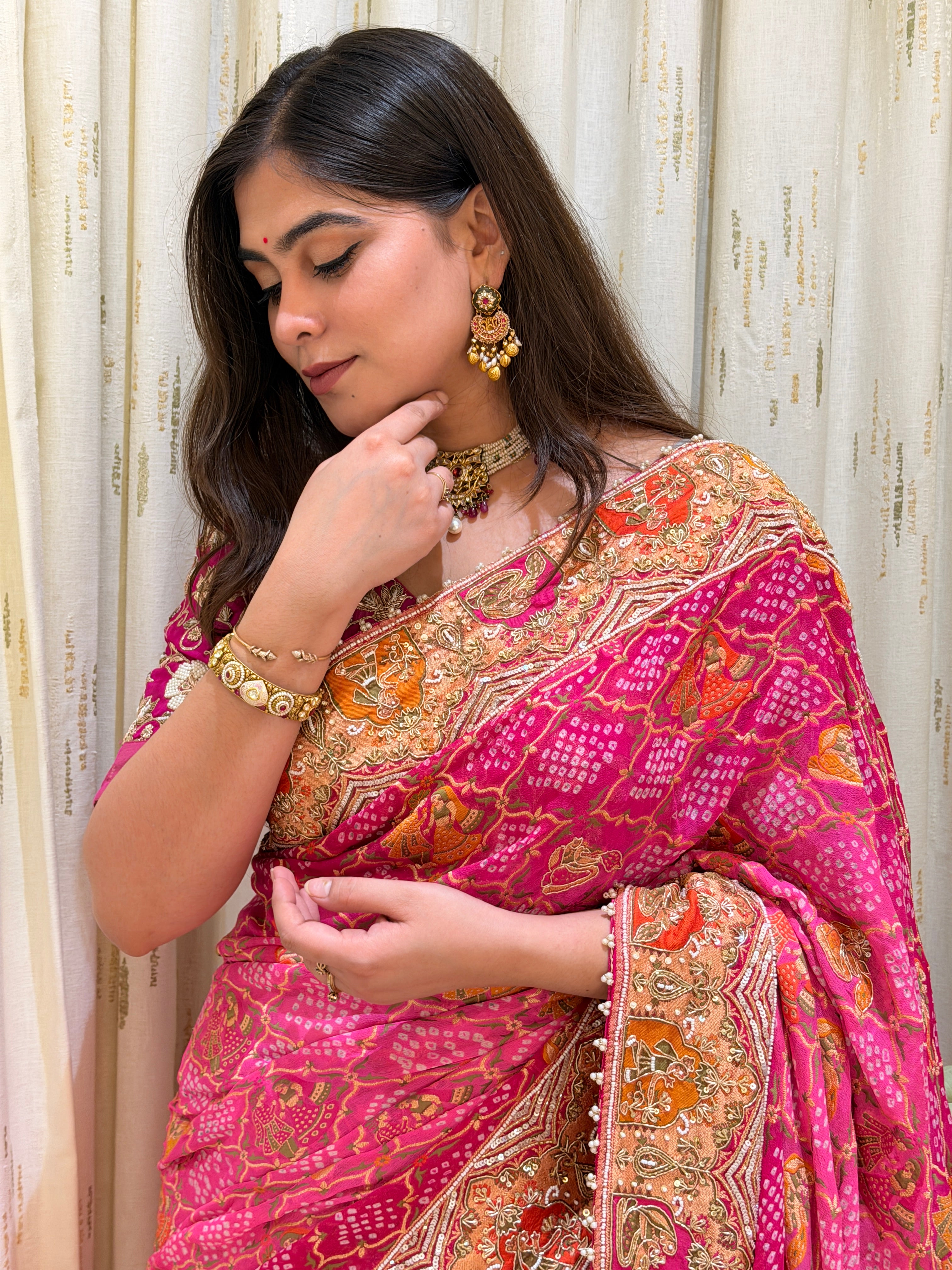 Mishti Pure Kadva Zari Khadi Georgette Saree