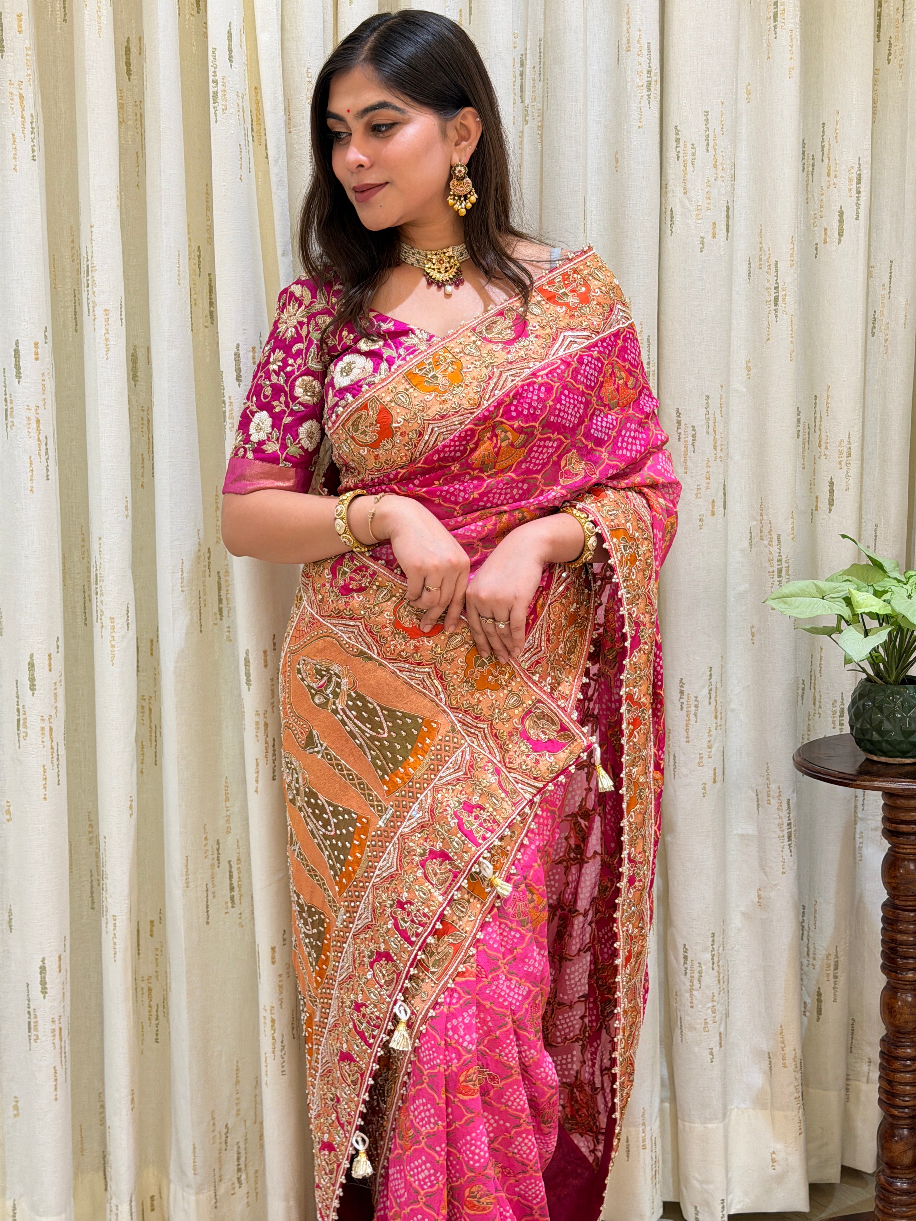 Mishti Pure Kadva Zari Khadi Georgette Saree