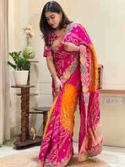 Priyal Rani Orange Gajji Silk Saree