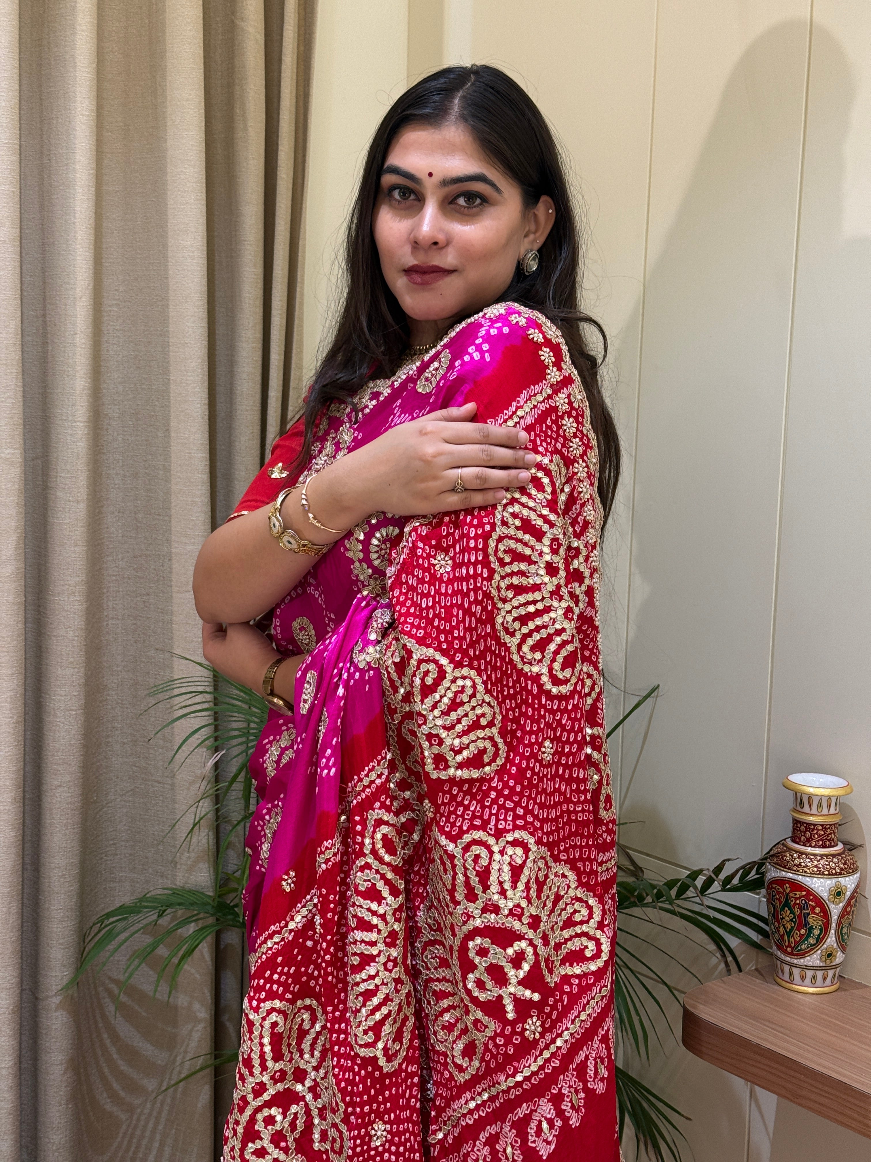 Shreya Silk Bandhani Saree